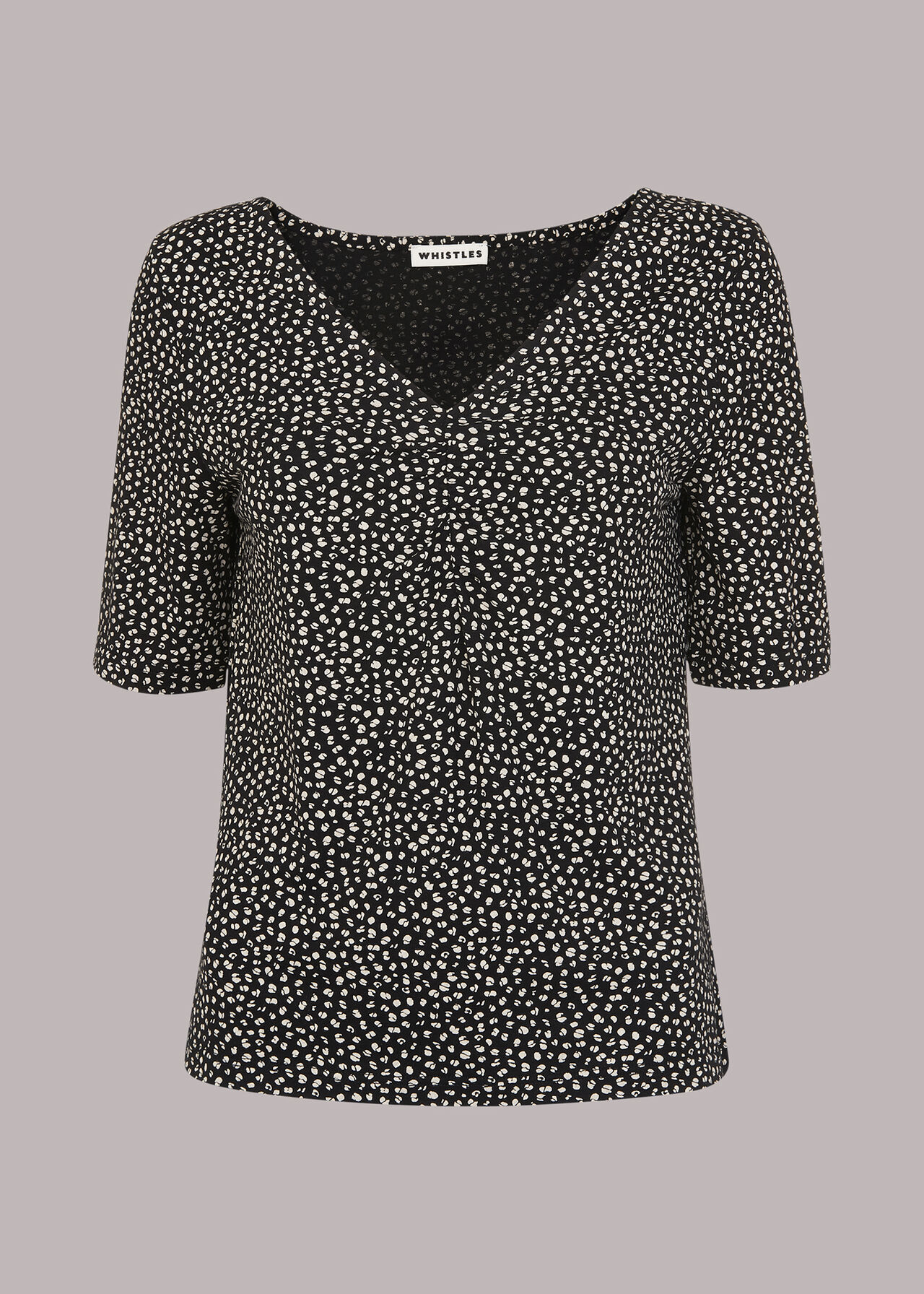 Ink Leopard V Neck Ruched Tee