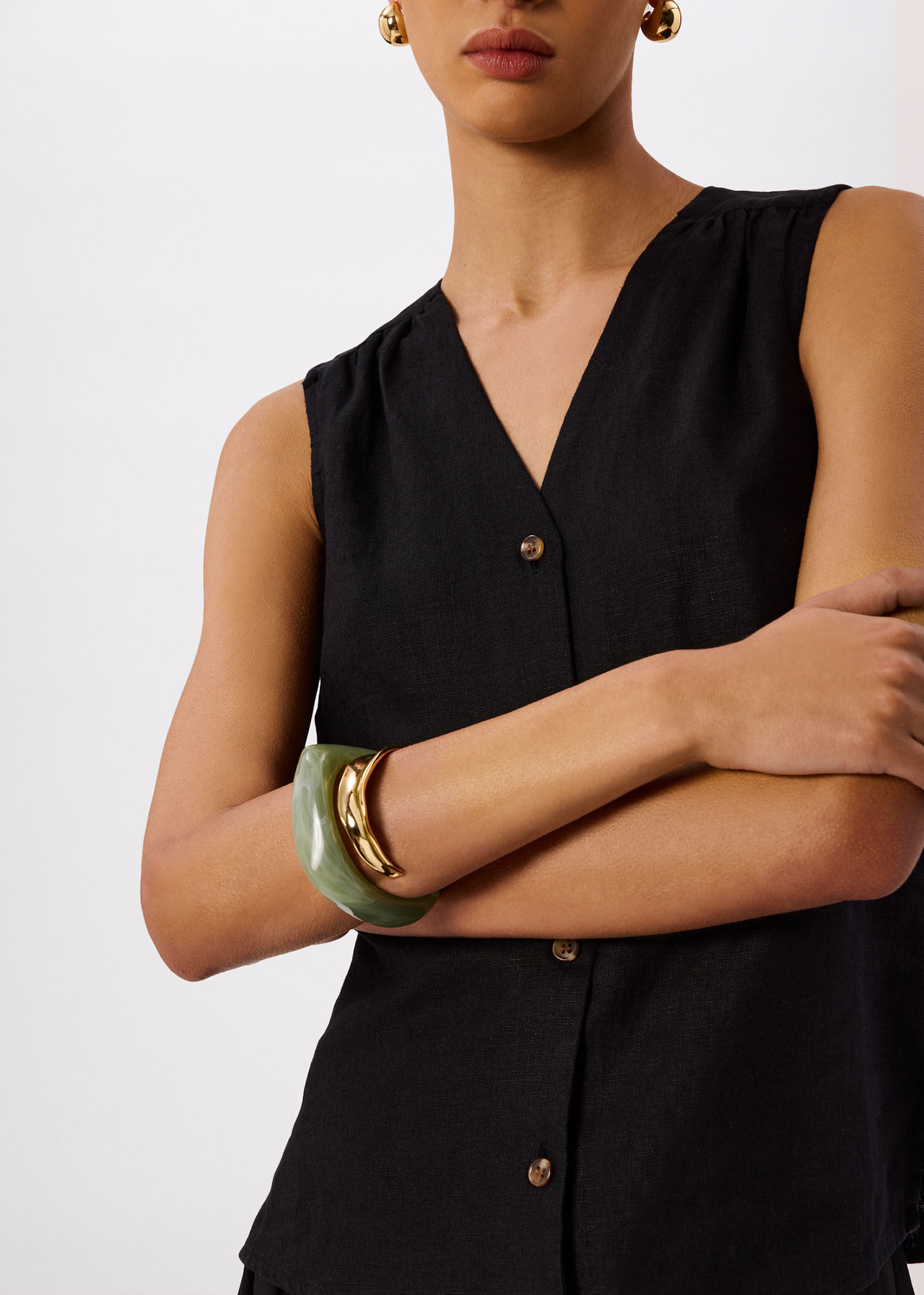 Black Laura Linen Tank | WHISTLES | Whistles UK |