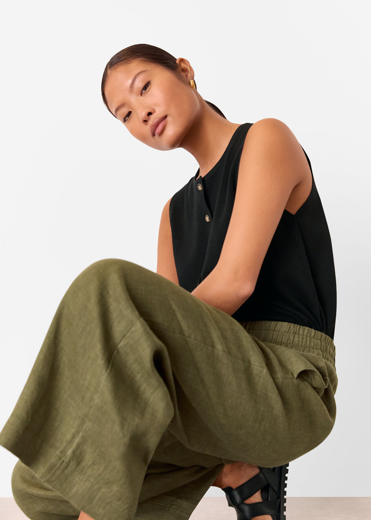 Petite Linen Pocket Trouser