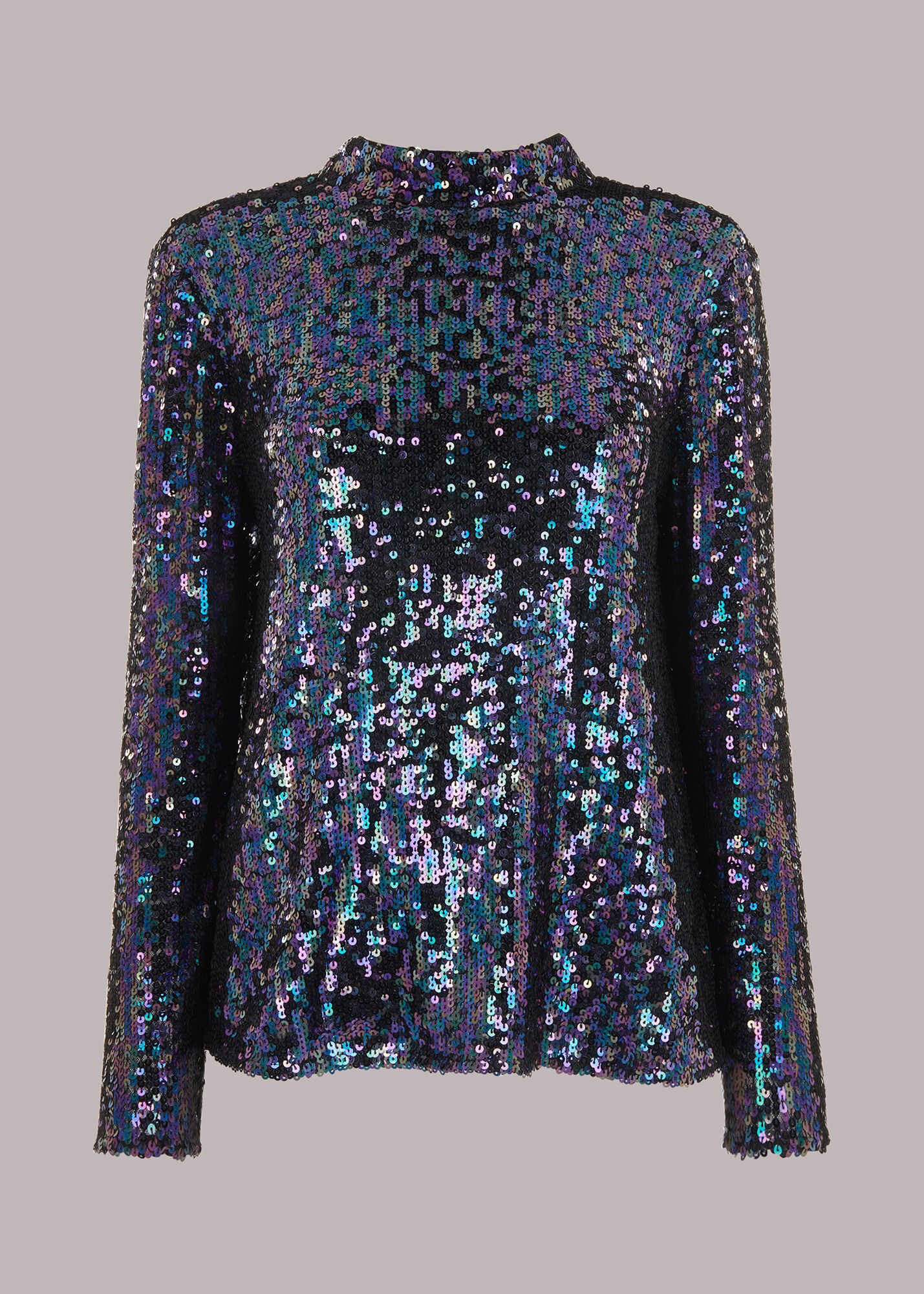 Black Sequin Flutter Top