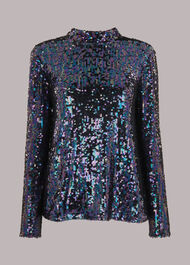 High Neck Sequin Top