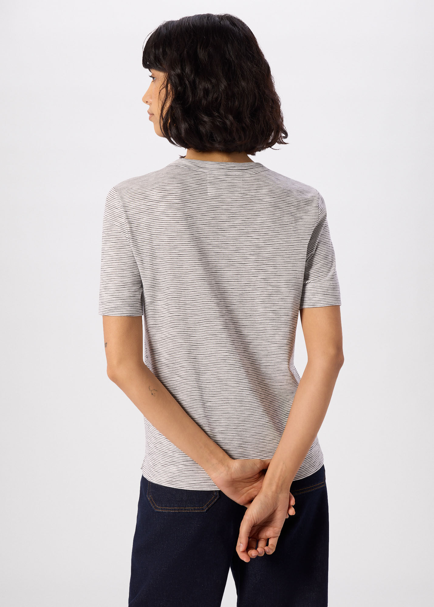 Multicolour Rosa Double Trim Stripe Tshirt | WHISTLES | Whistles UK |