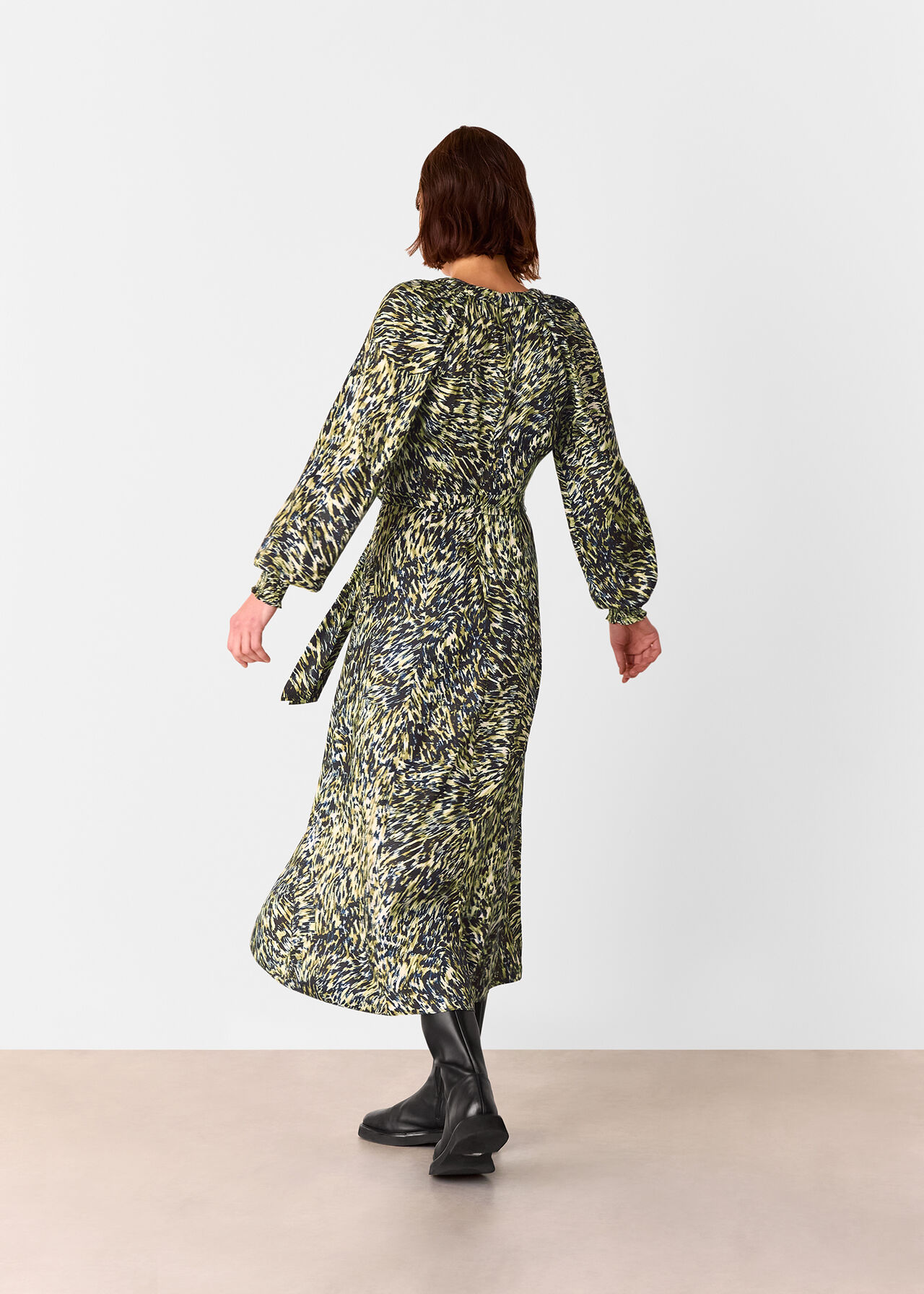 Whistles Leopard Swirl Midi Dress