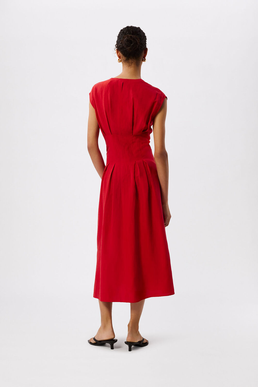 Red Panel Linen Blend Dress