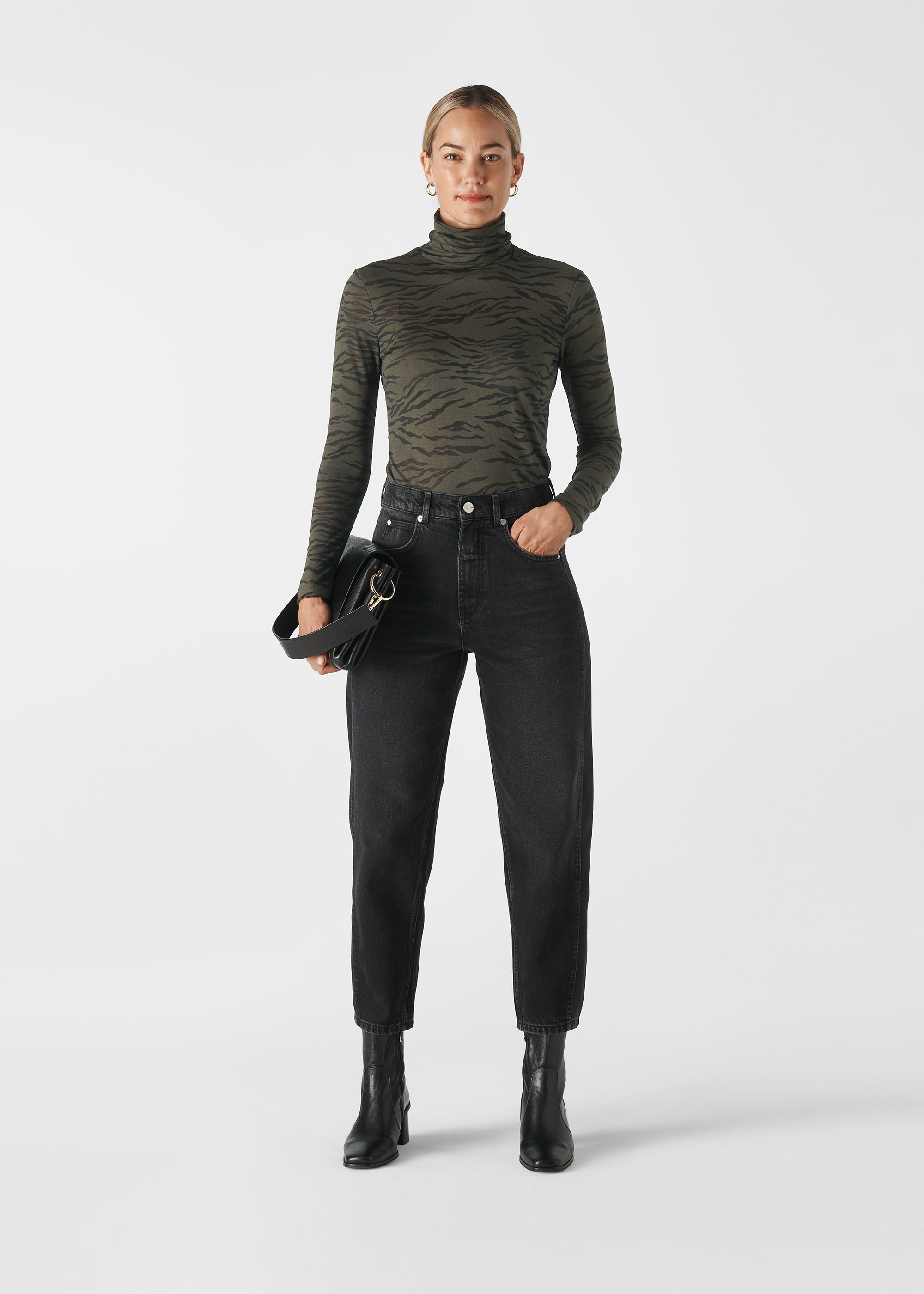 Khaki high neck top shop