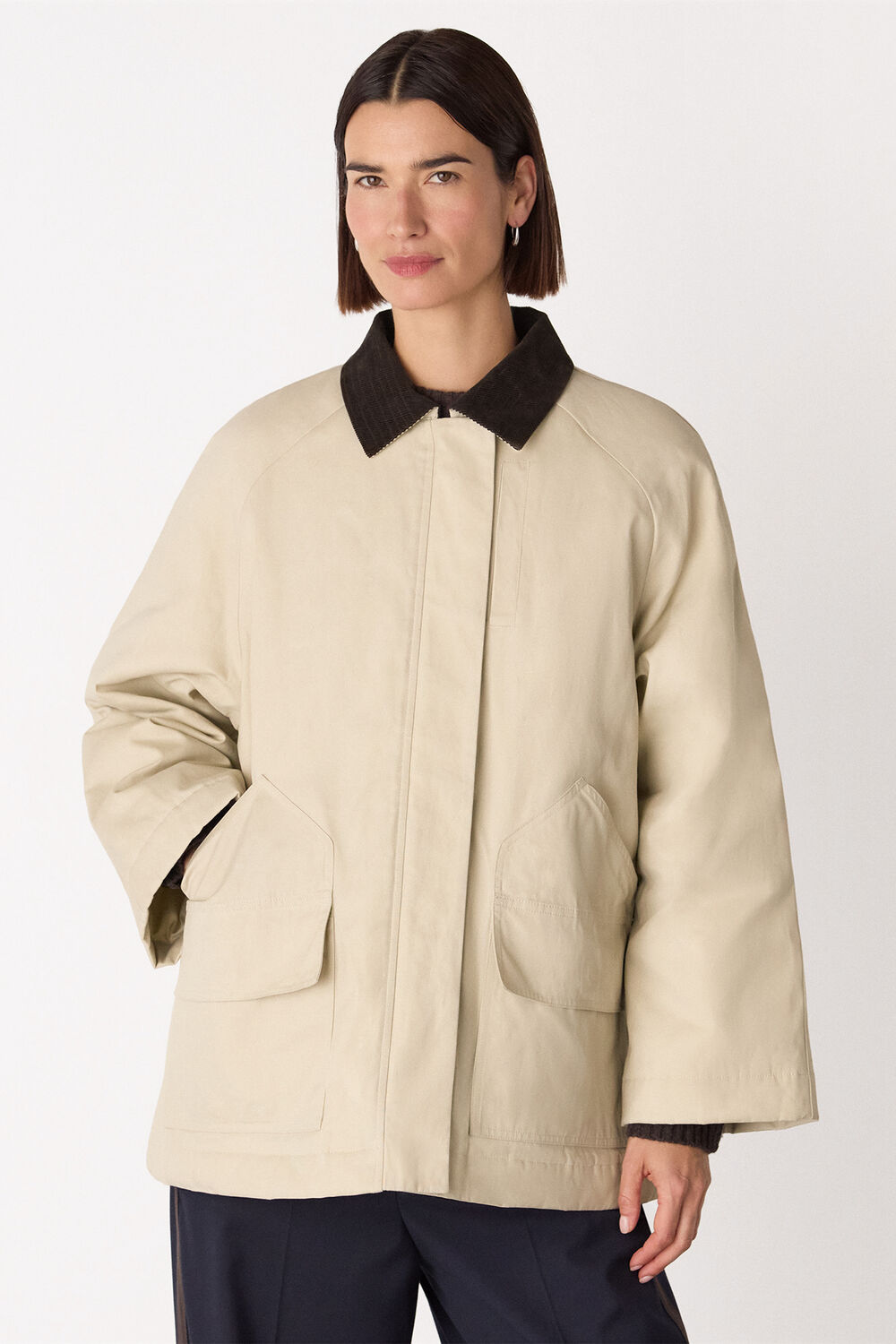 Neutral Fern Waxed Barn Jacket