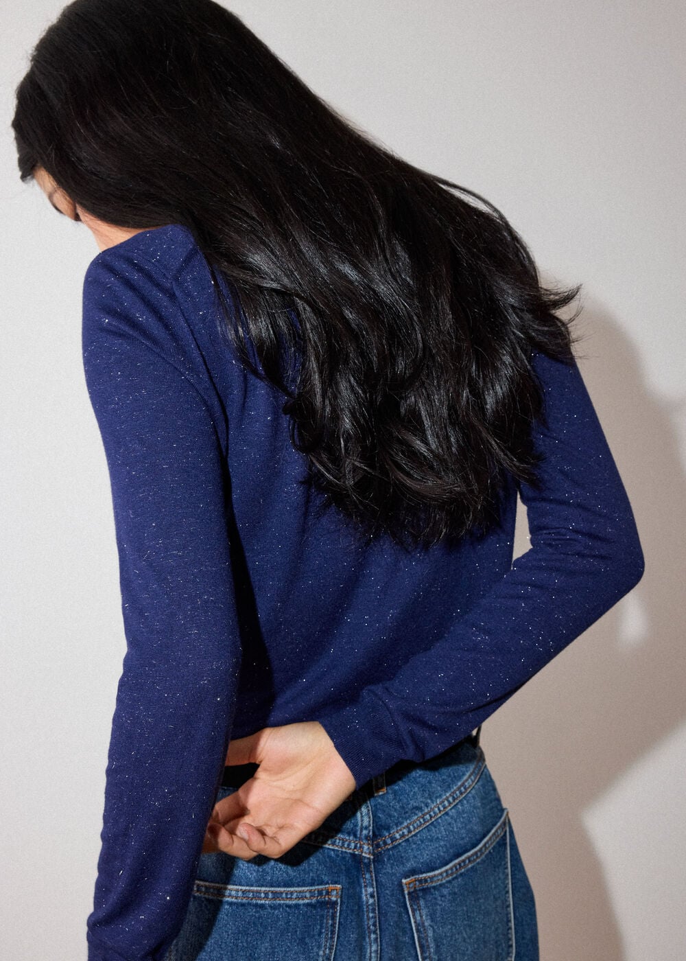 Navy Annie Sparkle Crew Neck Sweater