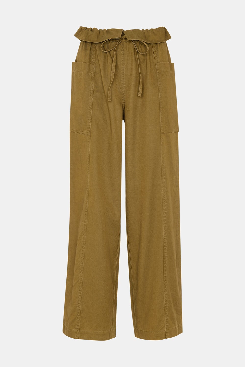 Khaki Paper Bag Waistband Trouser