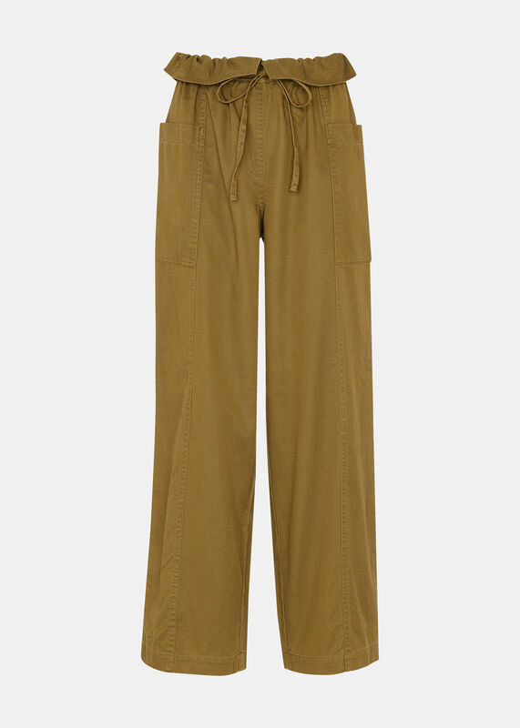 Khaki Paper Bag Waistband Trouser