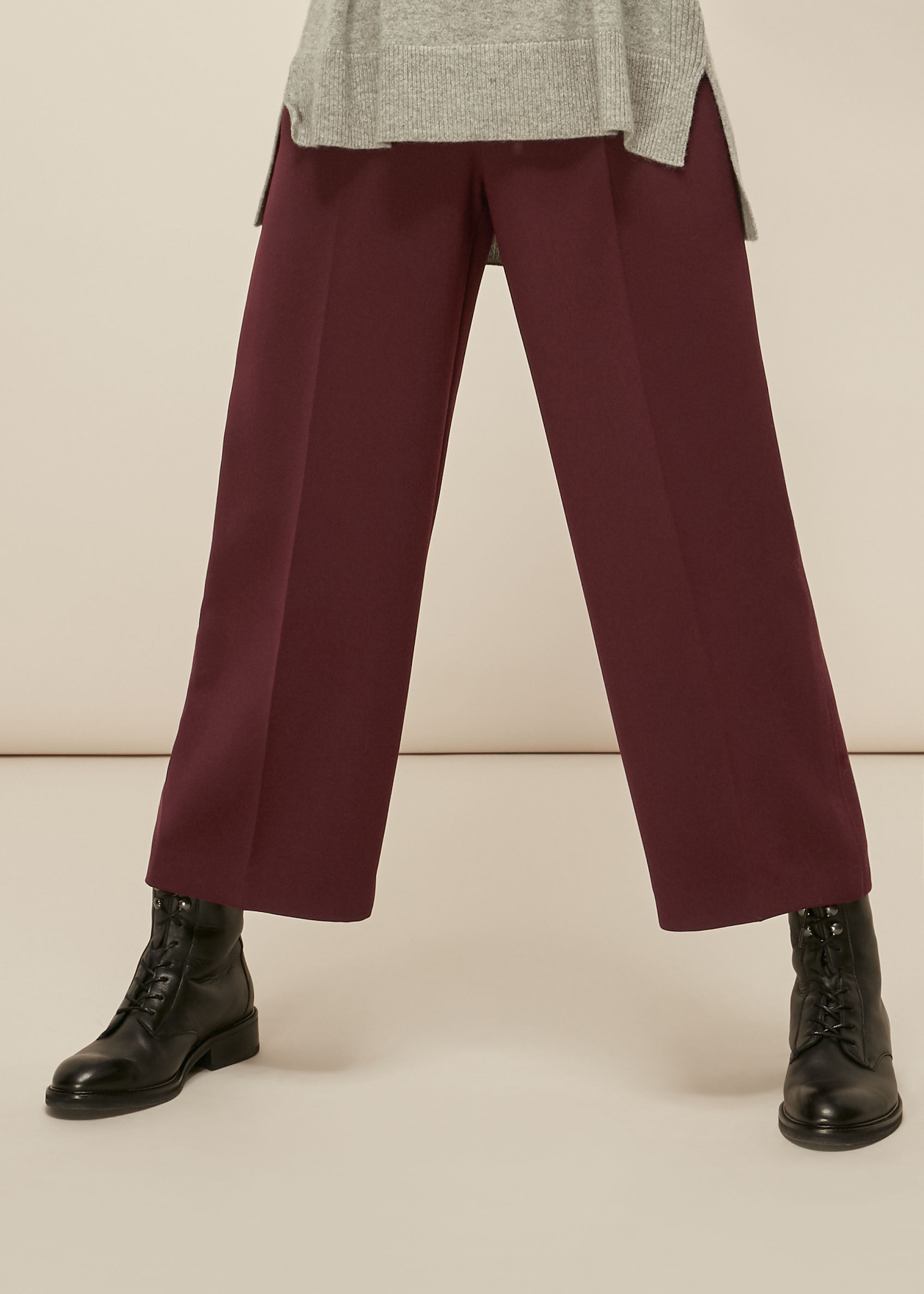 Burgundy cropped trousers on sale