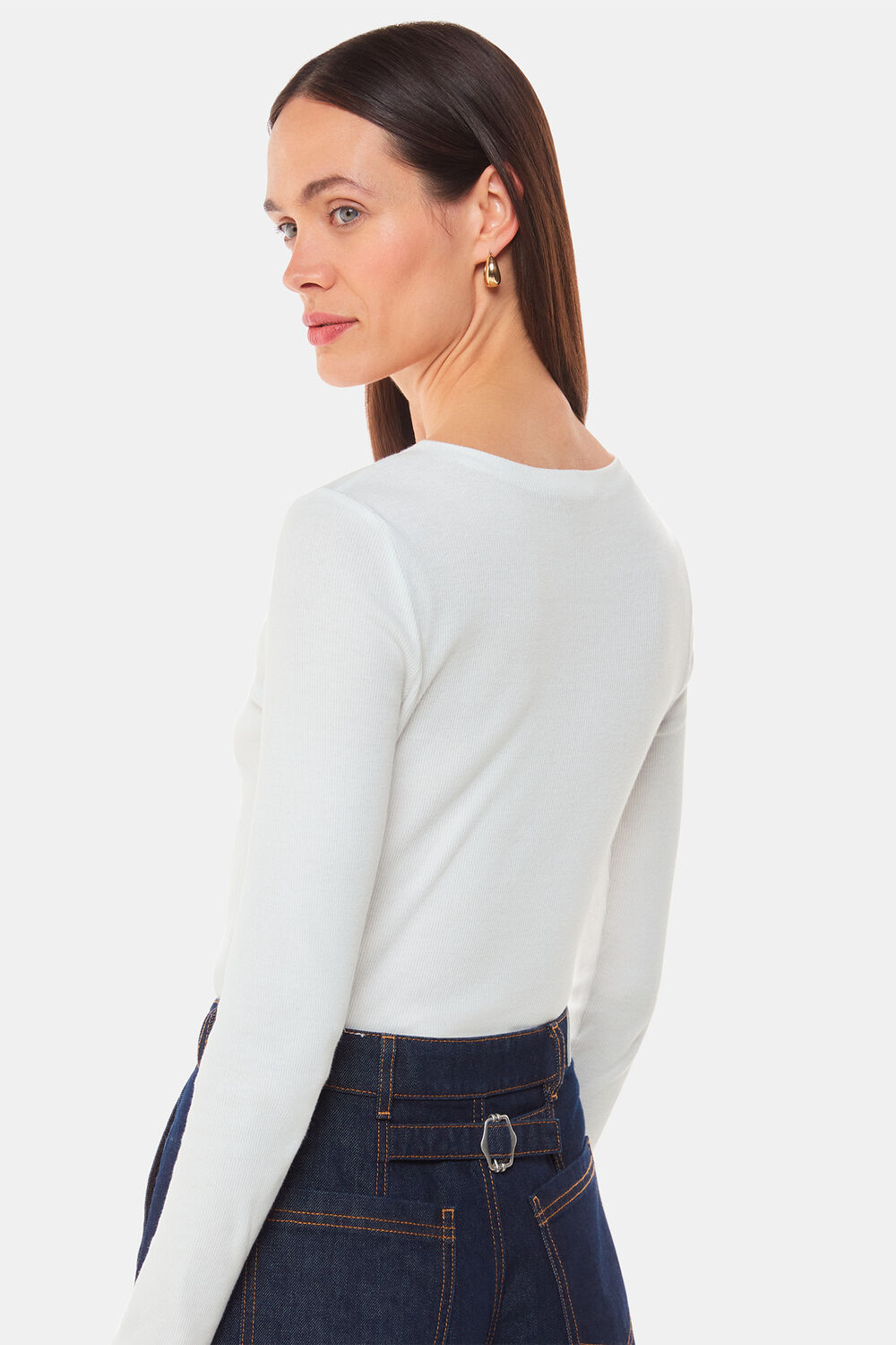 High Neck Long Sleeve Rib Top