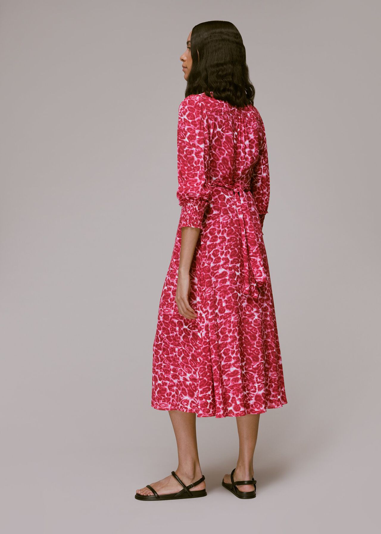 Clouded Leopard Shirred Dress