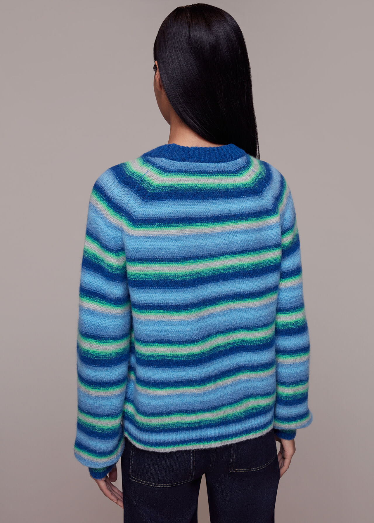 Blue/Multi Variated Stripe Sweater | WHISTLES | Whistles US