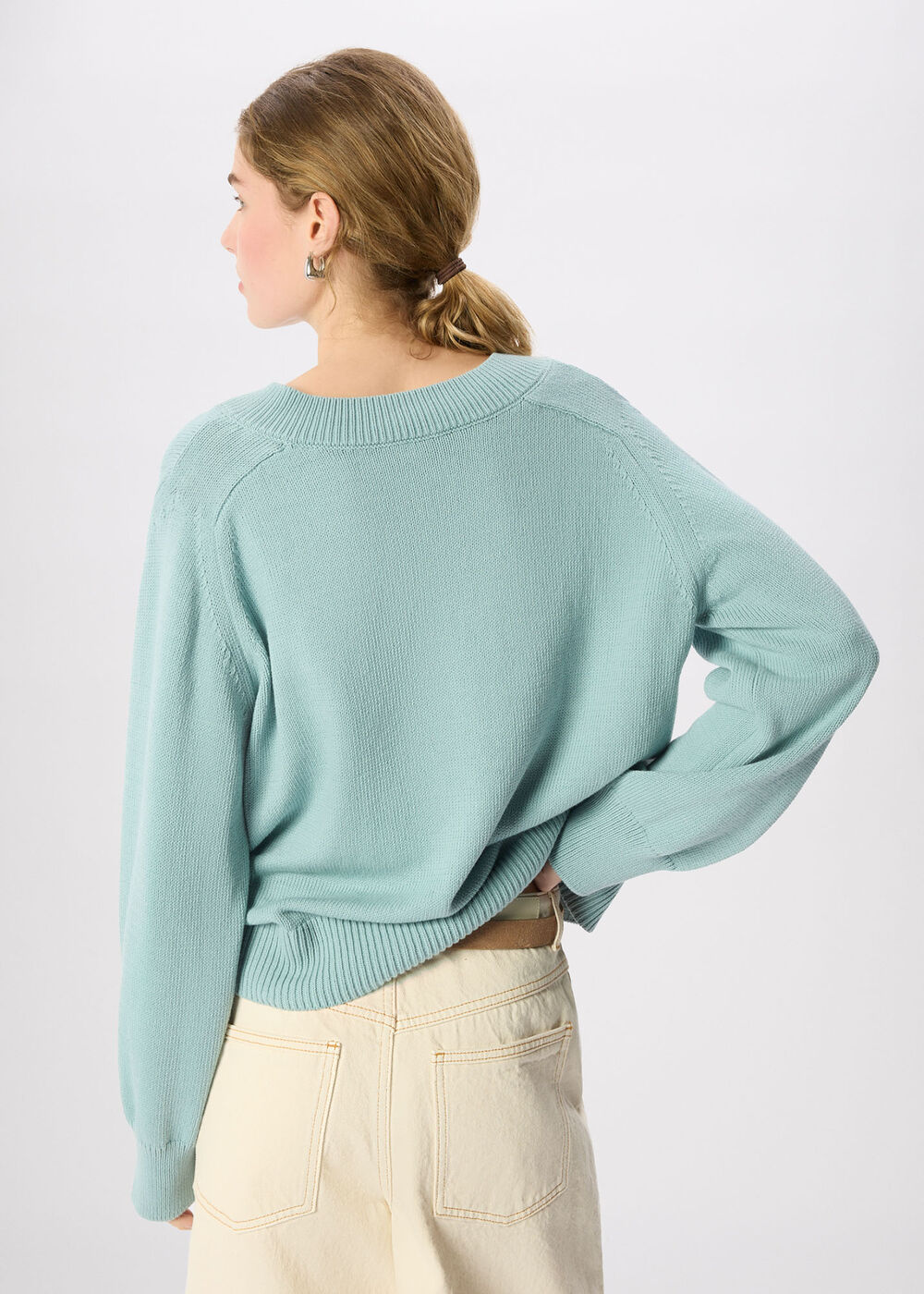 Cotton V Neck Relaxed Knit
