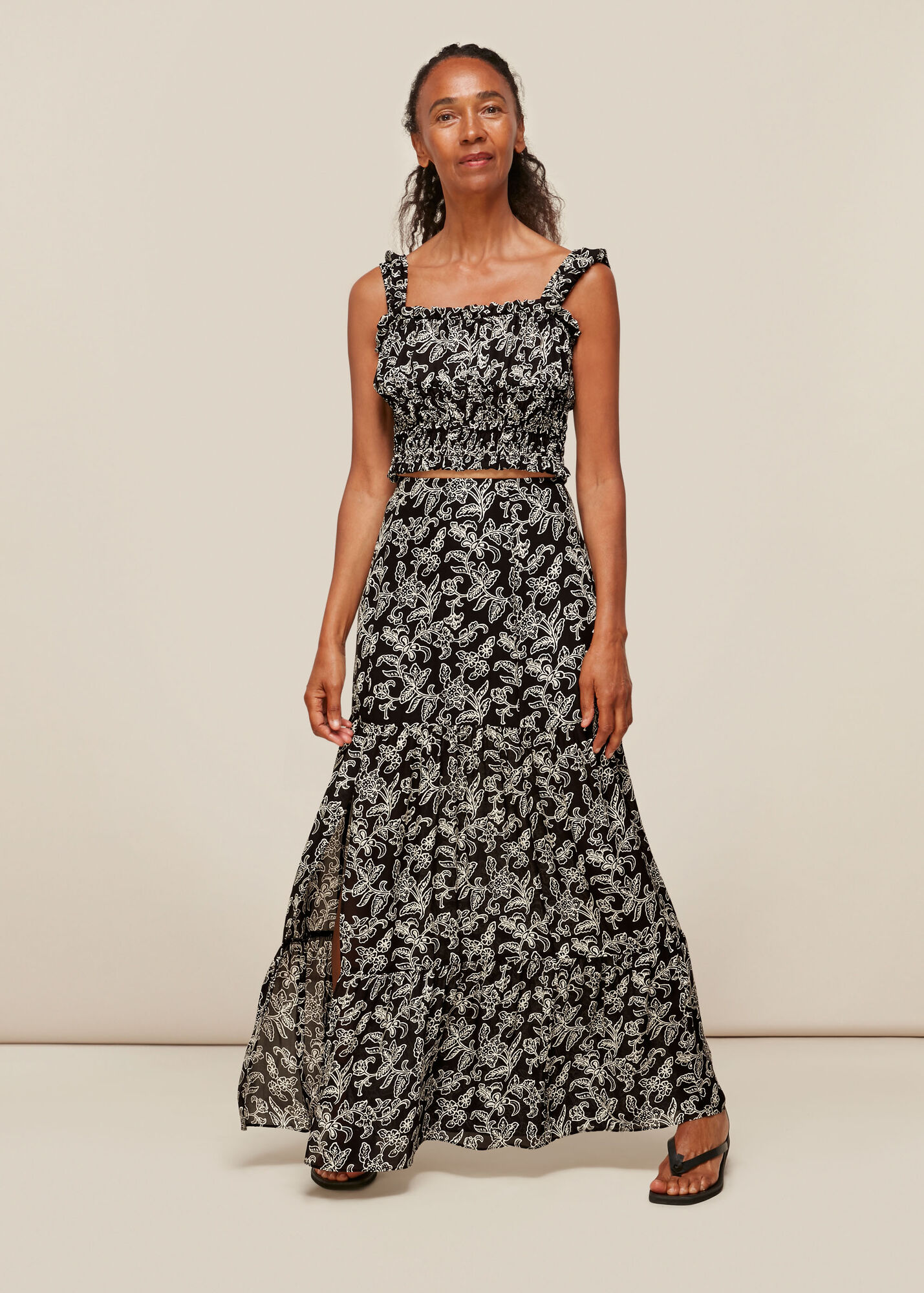 Whistles Women Jasmine Print Silk Skirt - Black/Multi - 04
