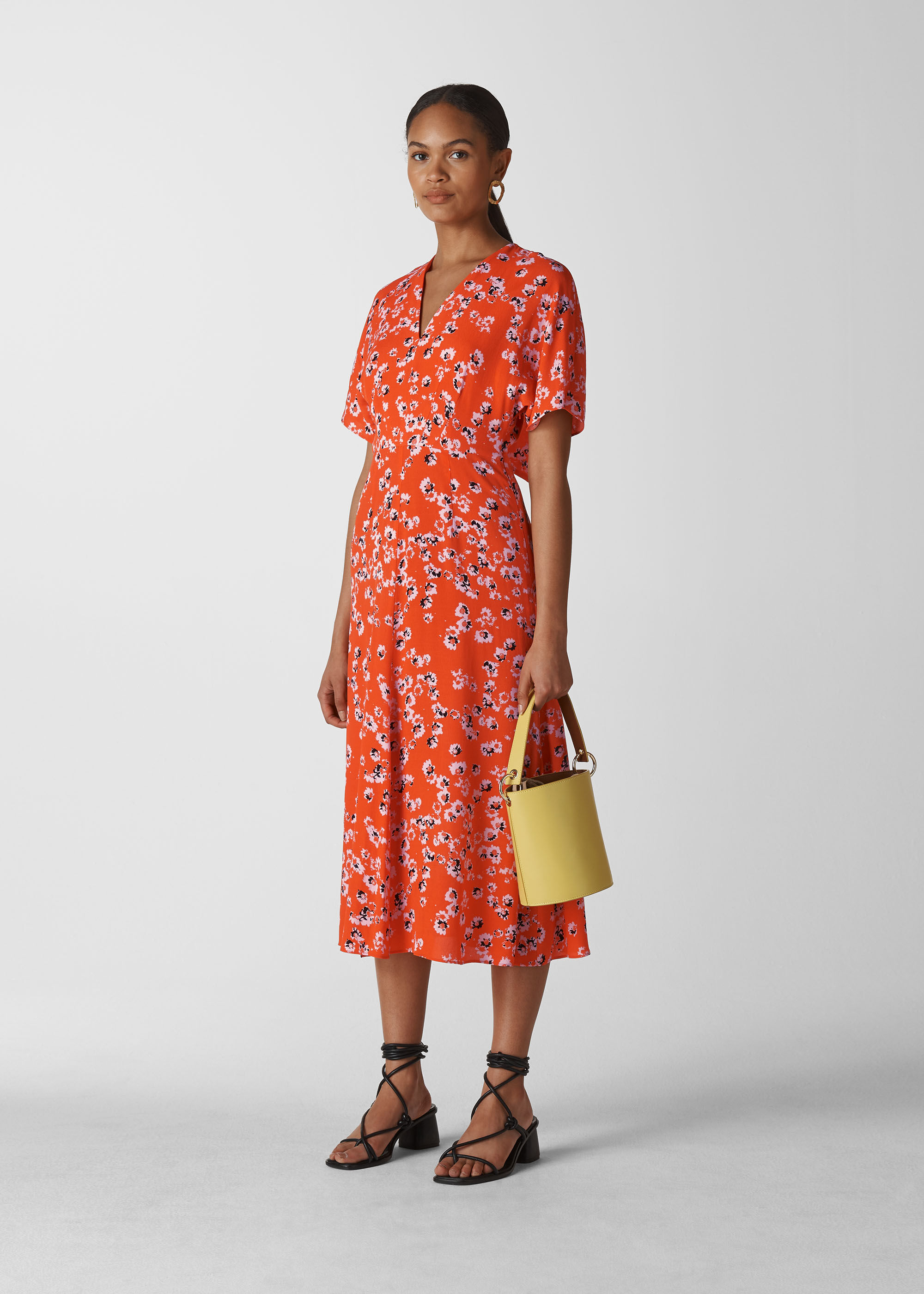 Red Multi Digital Daisy Zelena Dress WHISTLES Whistles UK