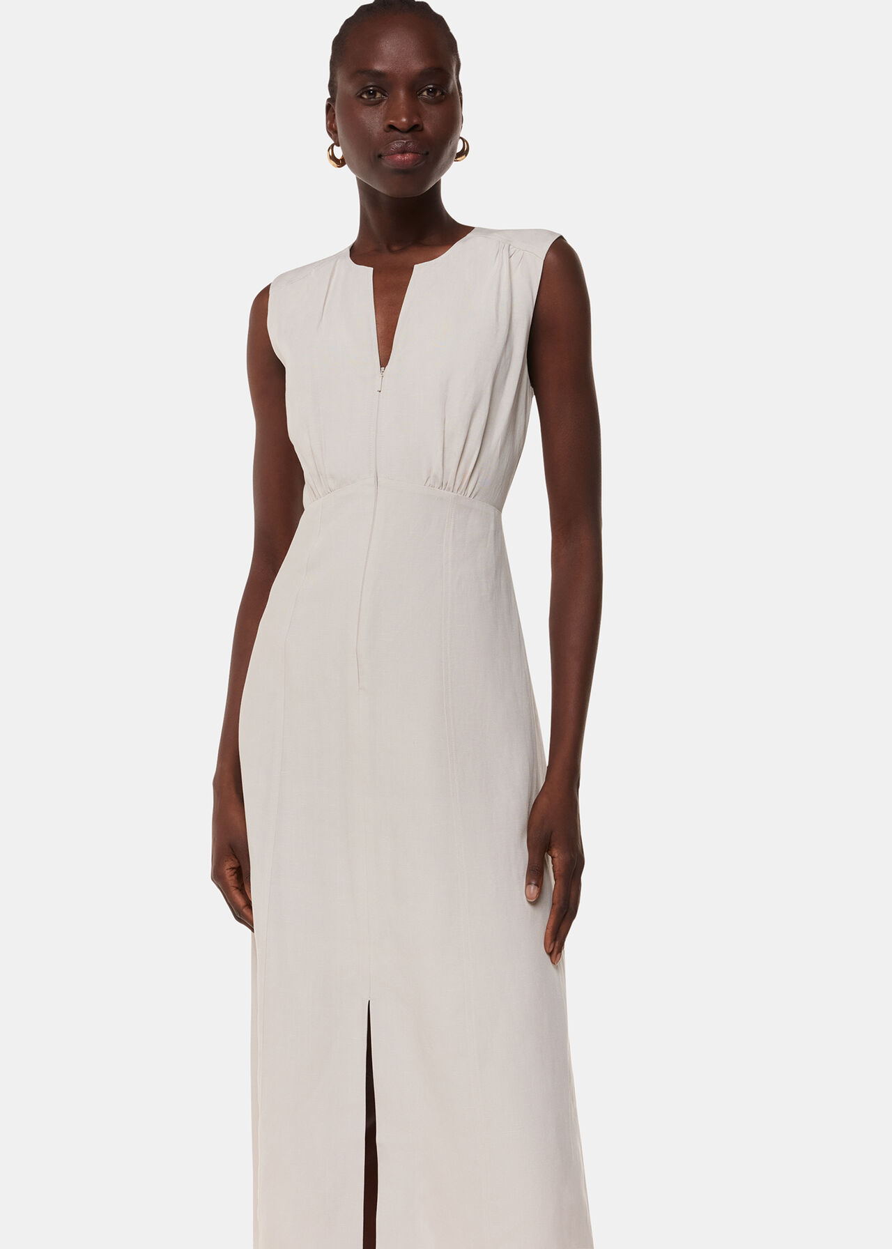 Abbie Linen Blend Midi Dress