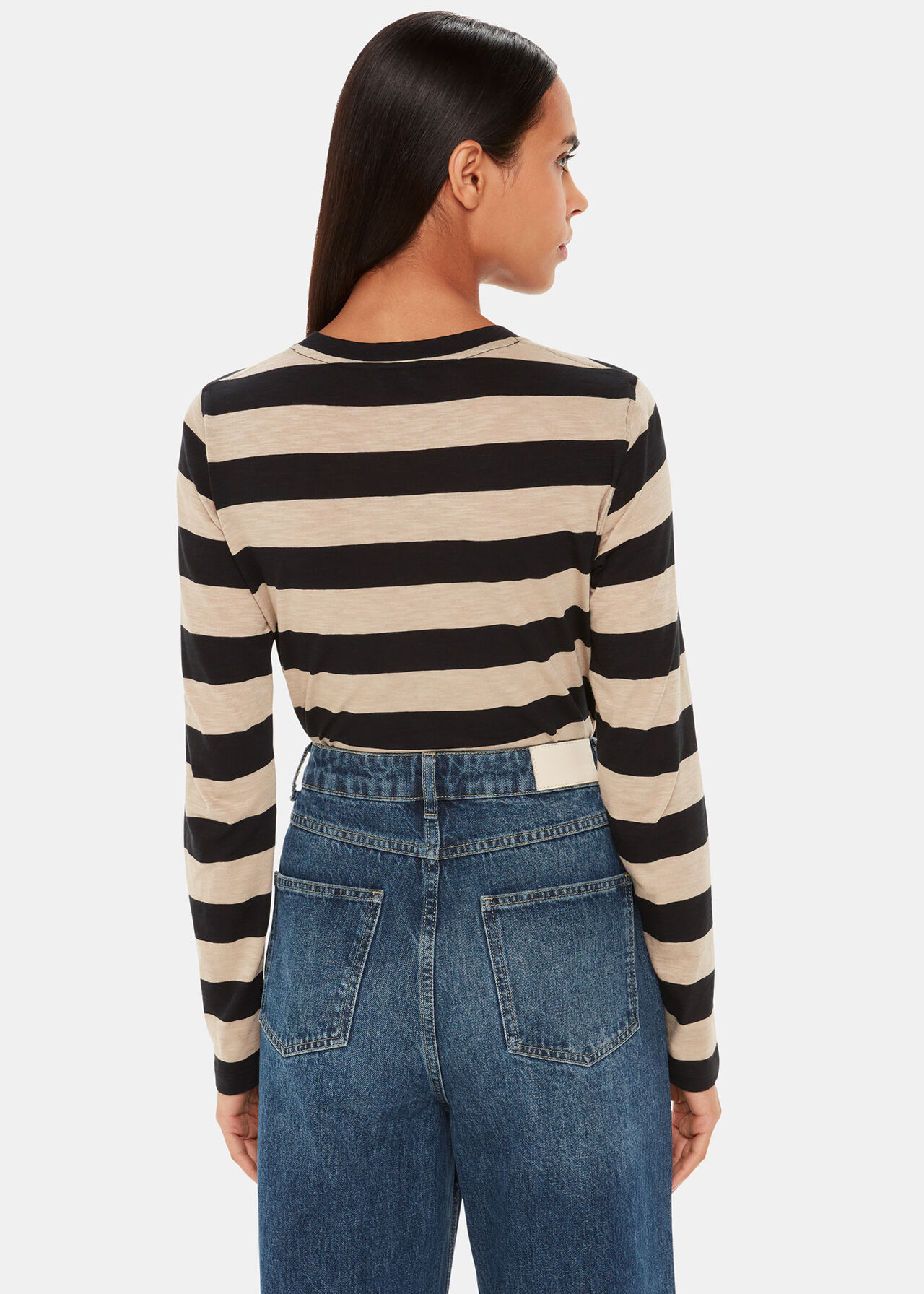 Stripe Crew Neck Pocket Top