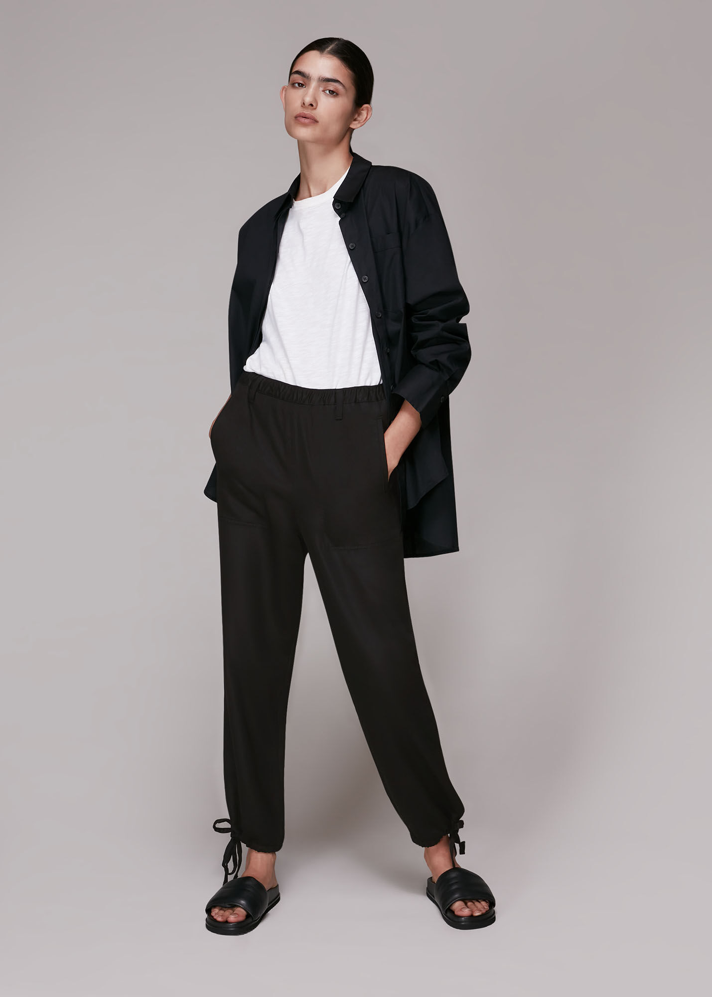 Black trousers tie shop waist