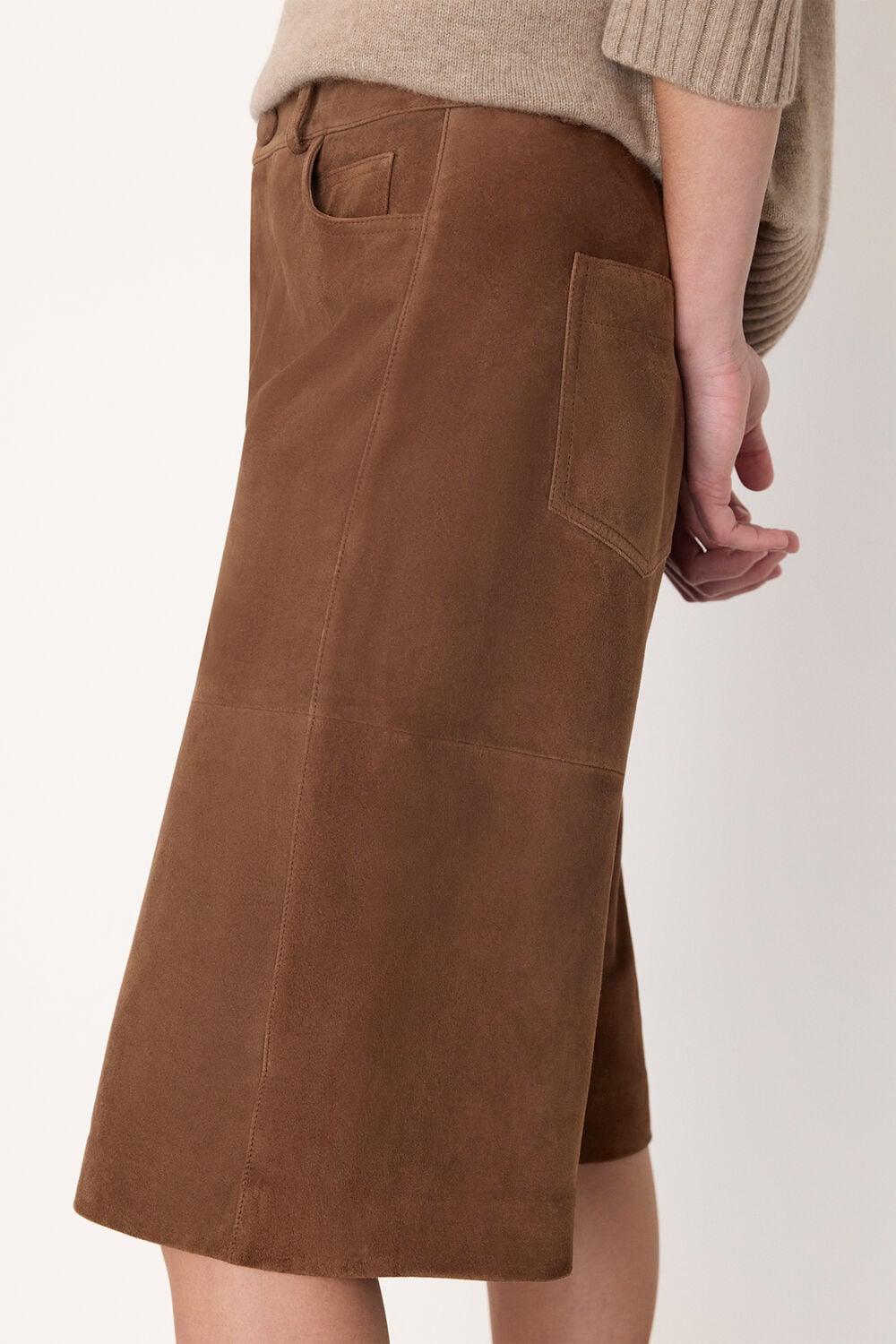 Brown Suede Longline Short