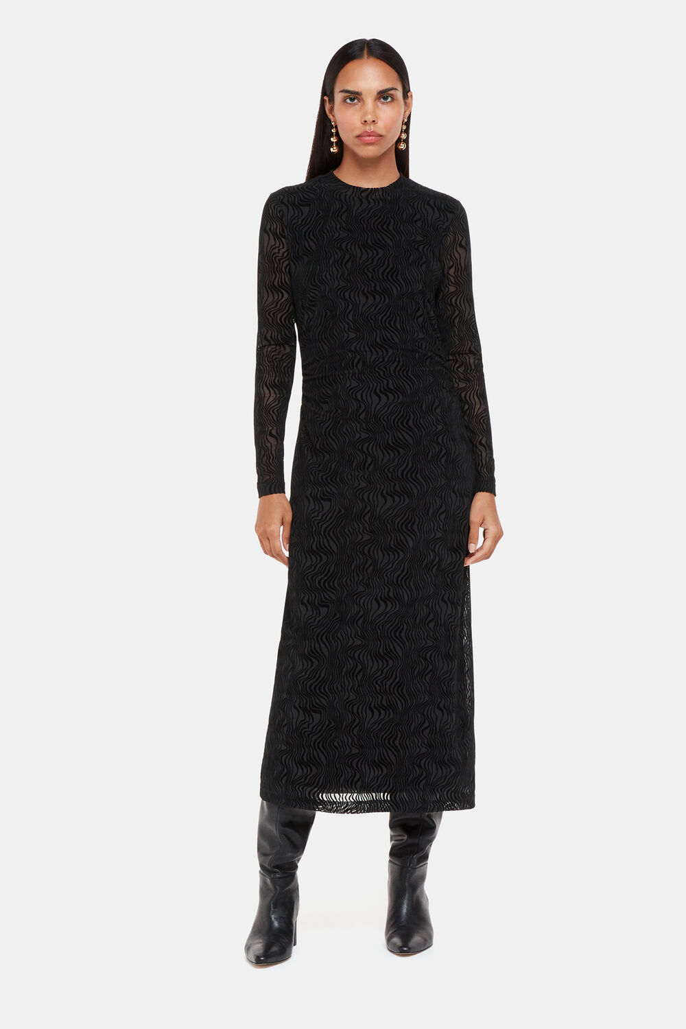 Black Squiggle Mesh Dress