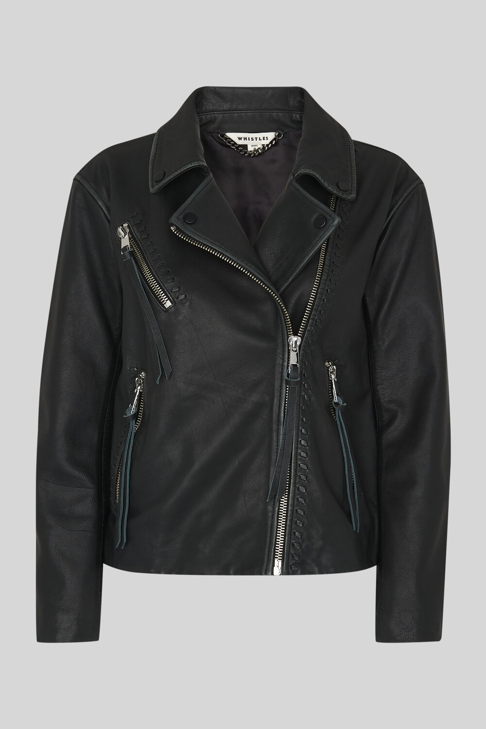 Tessa Tumbled Leather Biker Black