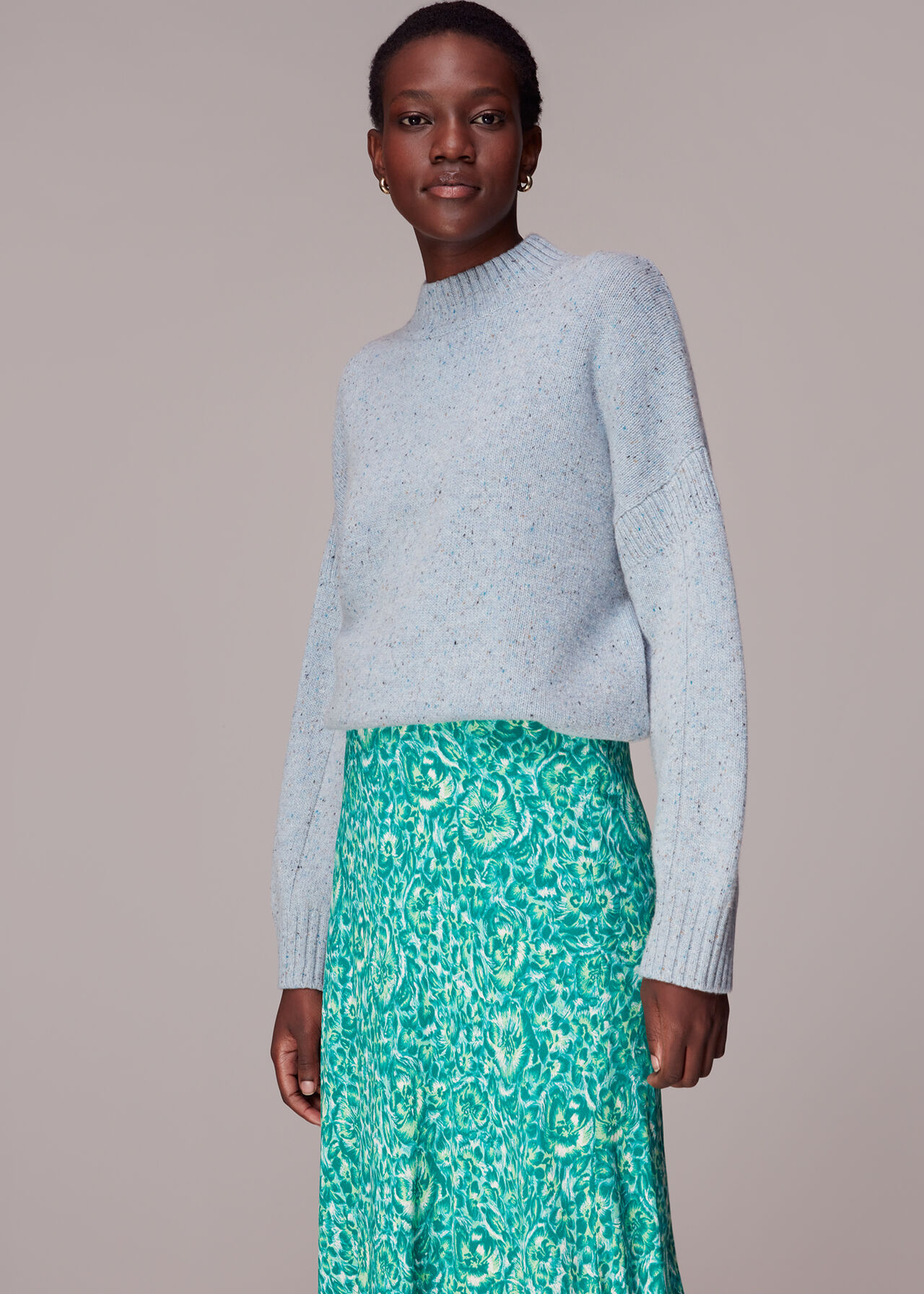 Clouded Floral Bias Cut Skirt
