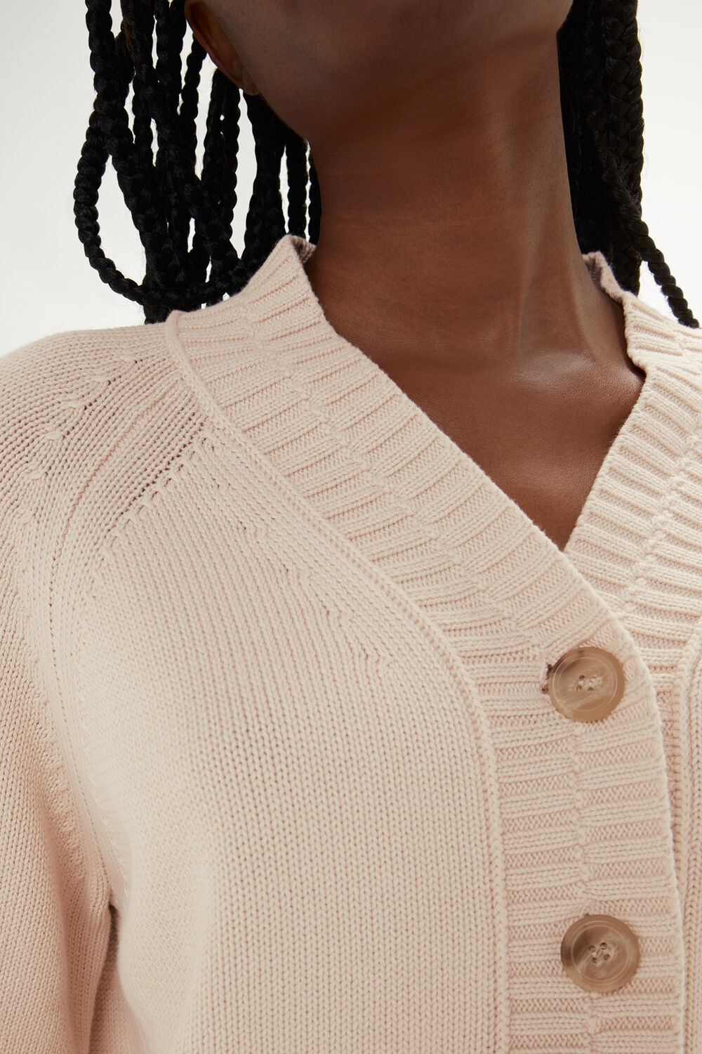 Ribbed Detail Cotton Cardigan
