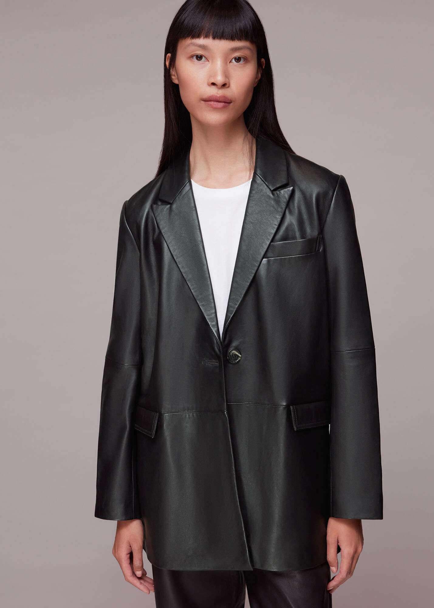 Leather blazer top zara