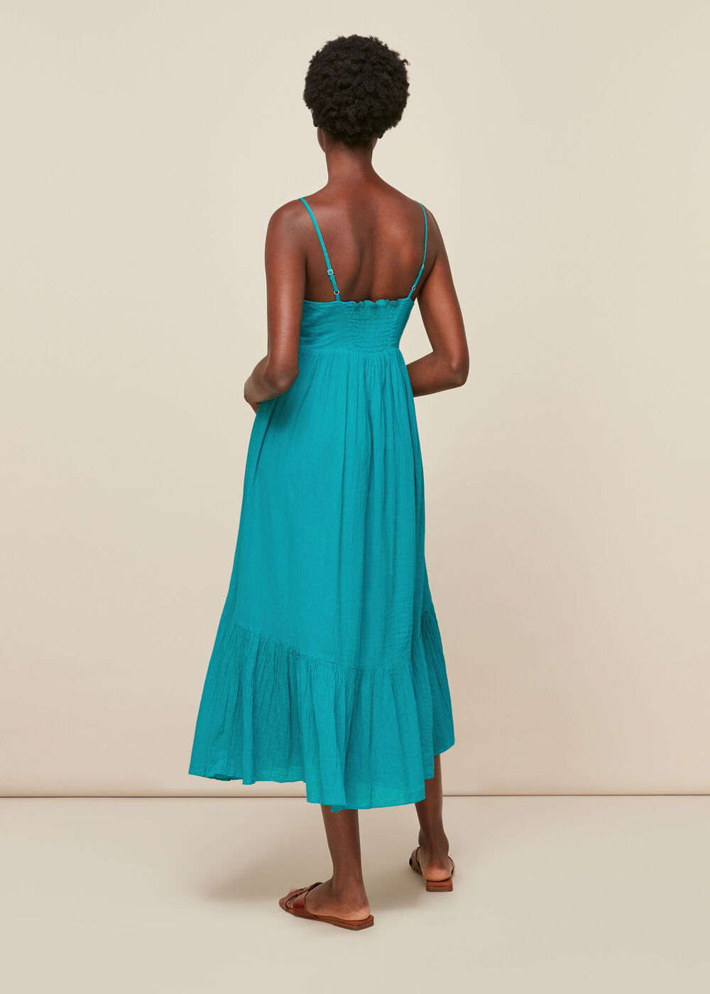 Trapeze Cotton Voile Dress Turquoise