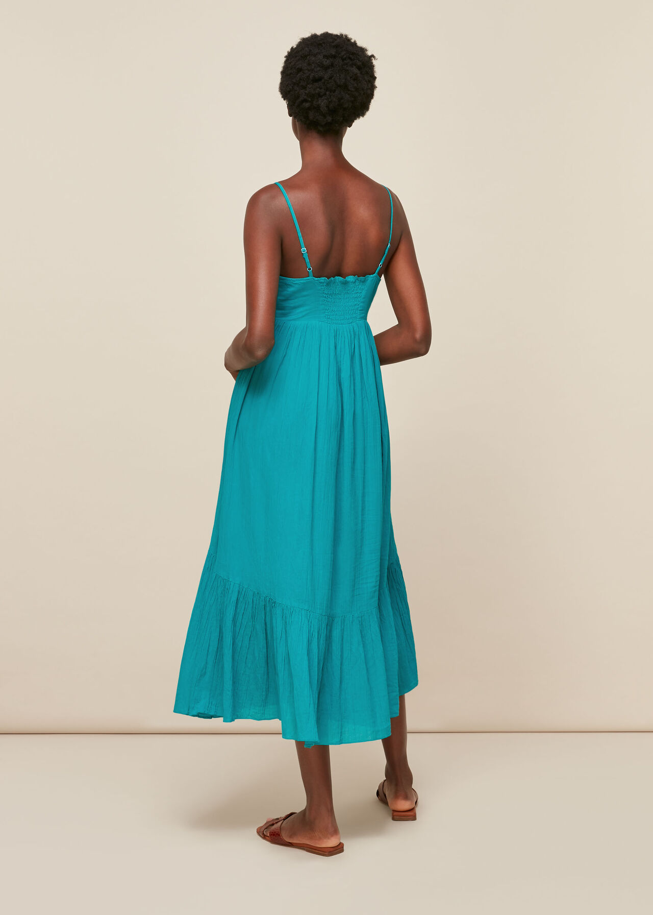 Trapeze Cotton Voile Dress Turquoise