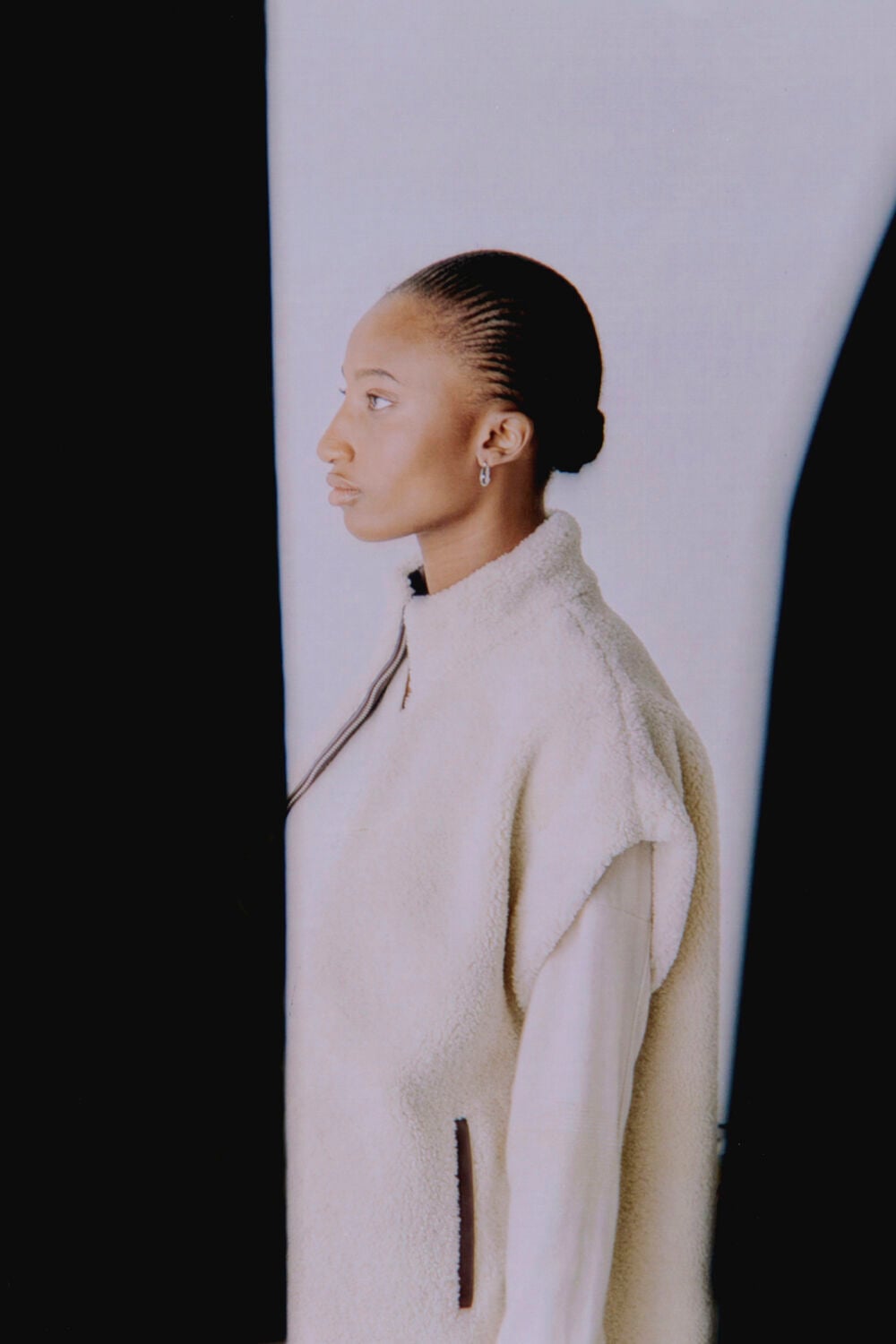 Ivory Faux Borg Fleece Gilet