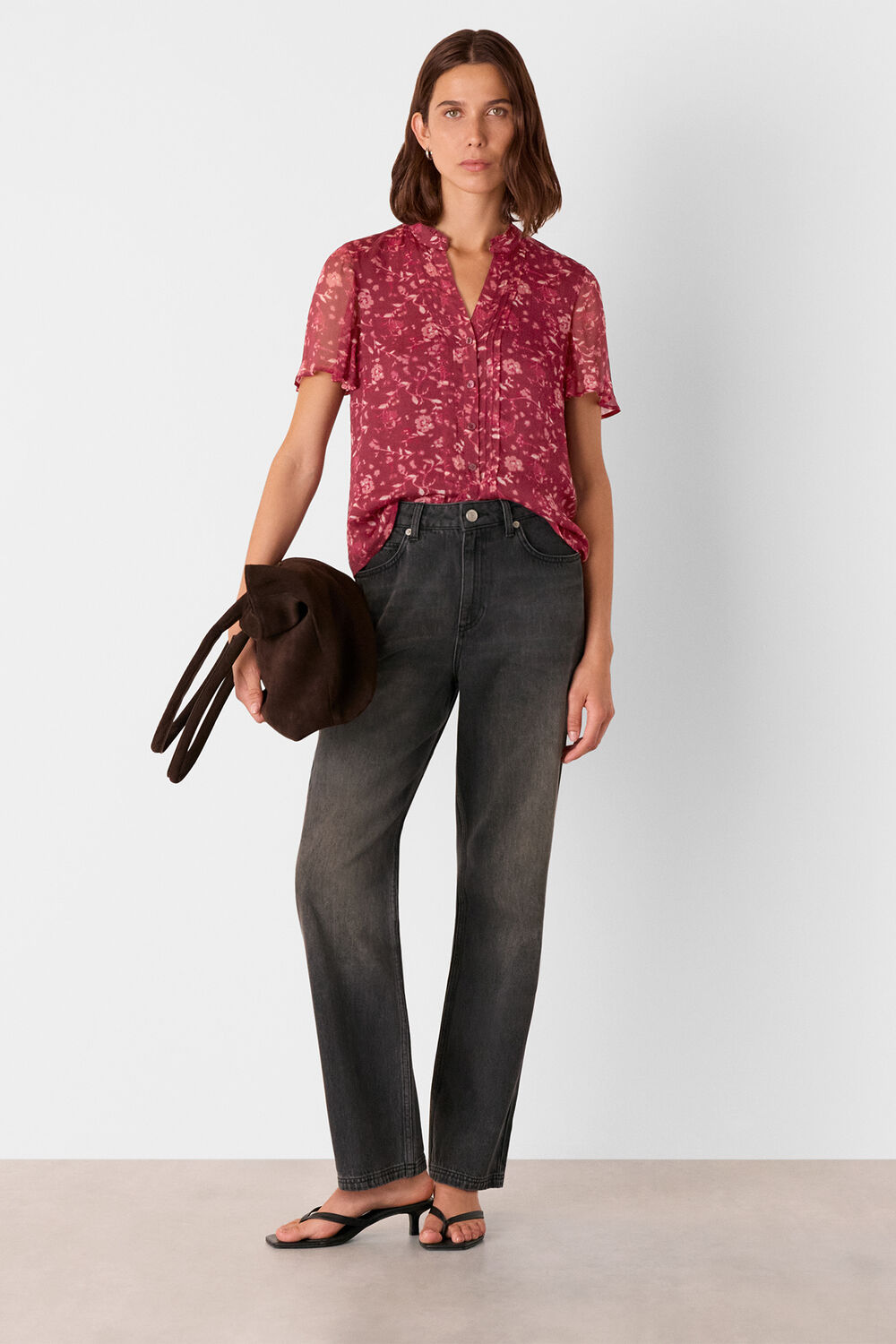 Ditsy Floral V Neck Blouse
