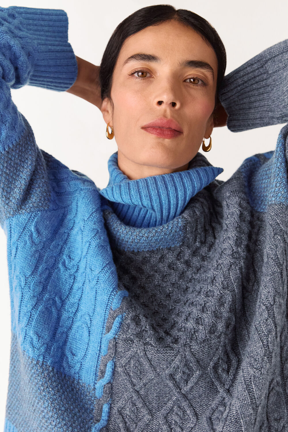 Patchwork Cable Knit Sweater