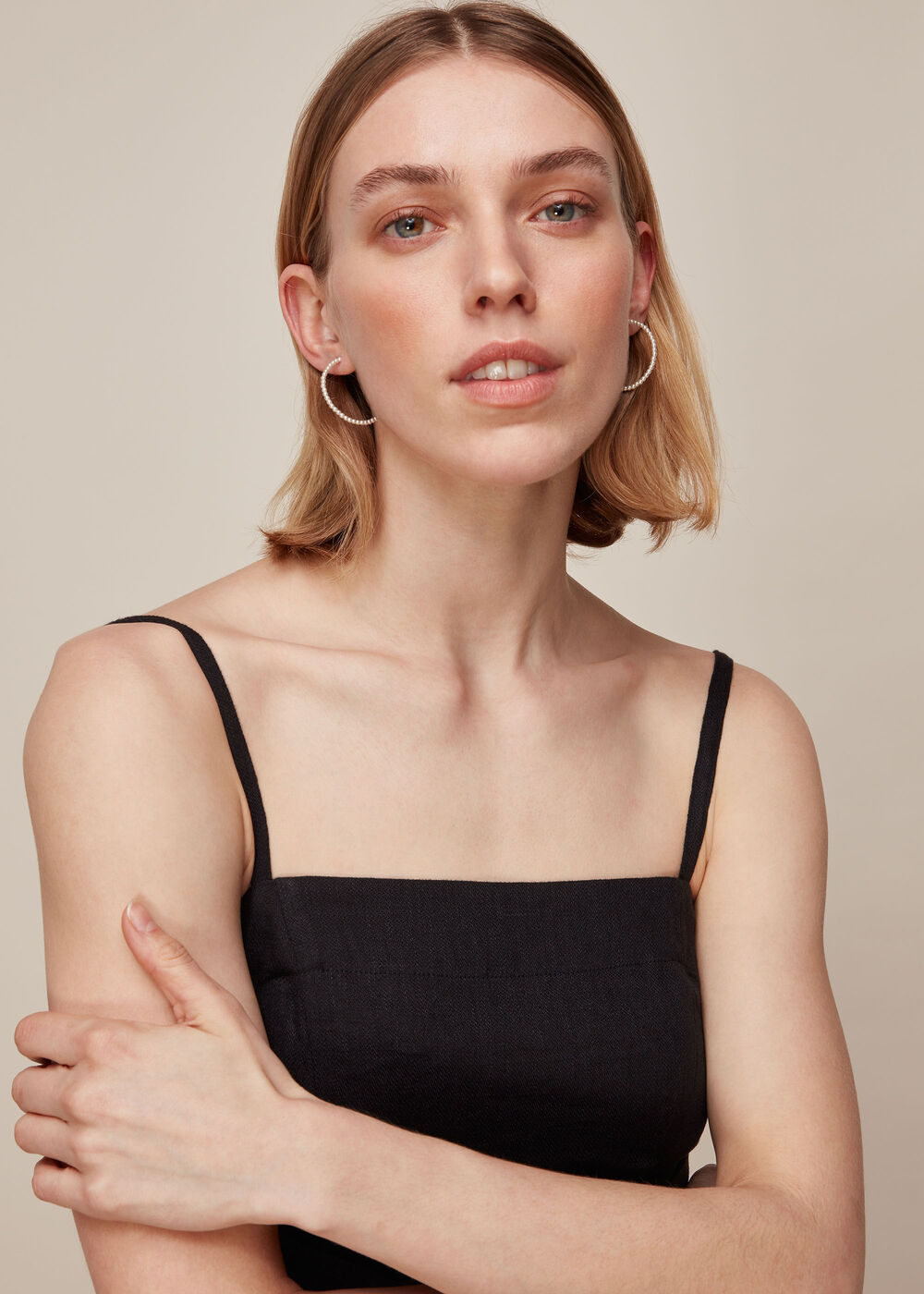 Large Pearl Hoop Earring White