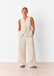 Petite Linen Stripe Waistcoat