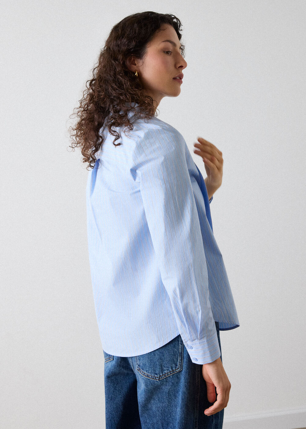 Scarf Stripe Cotton Shirt