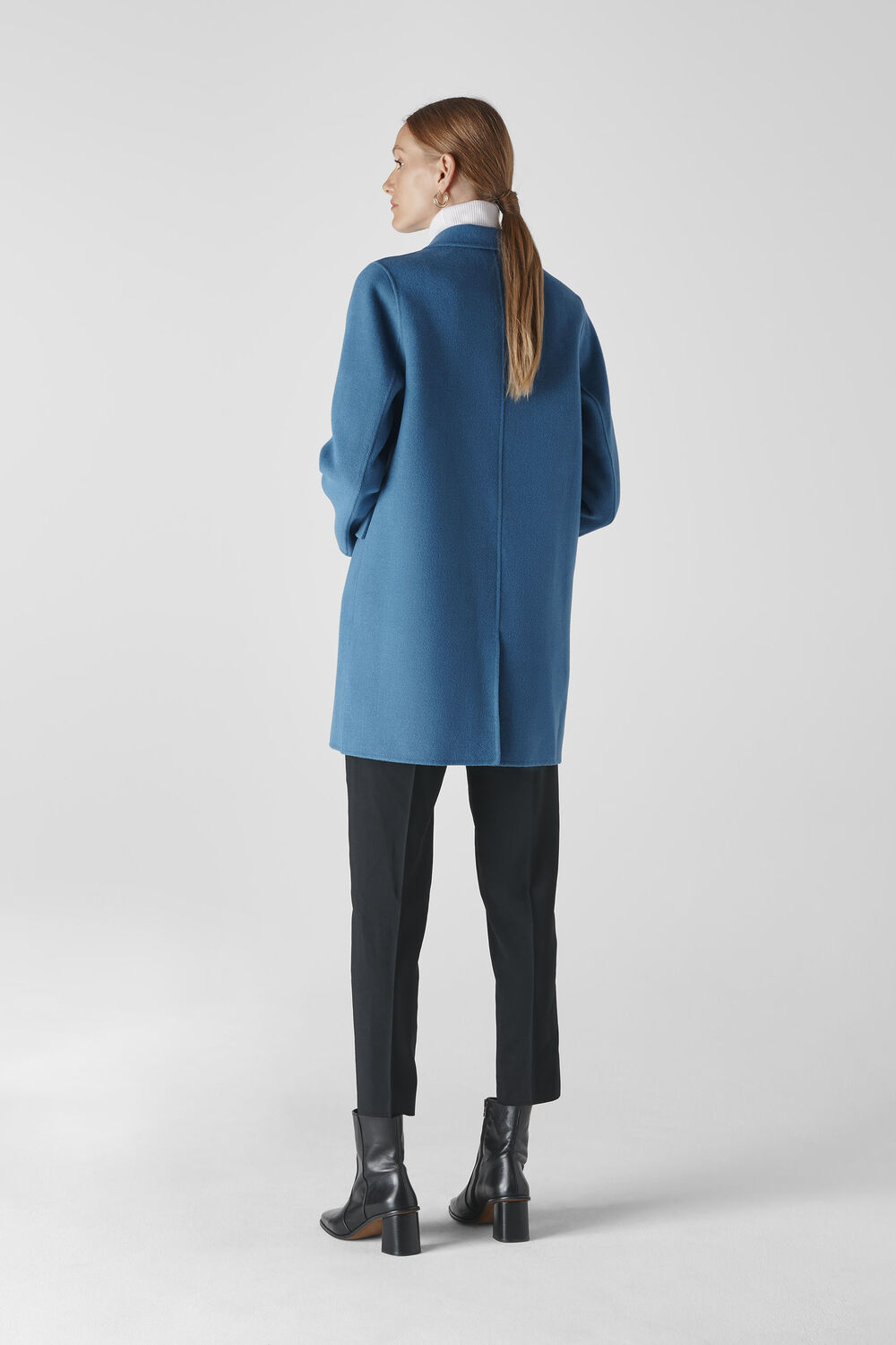 Double Faced Wool Coat Blue