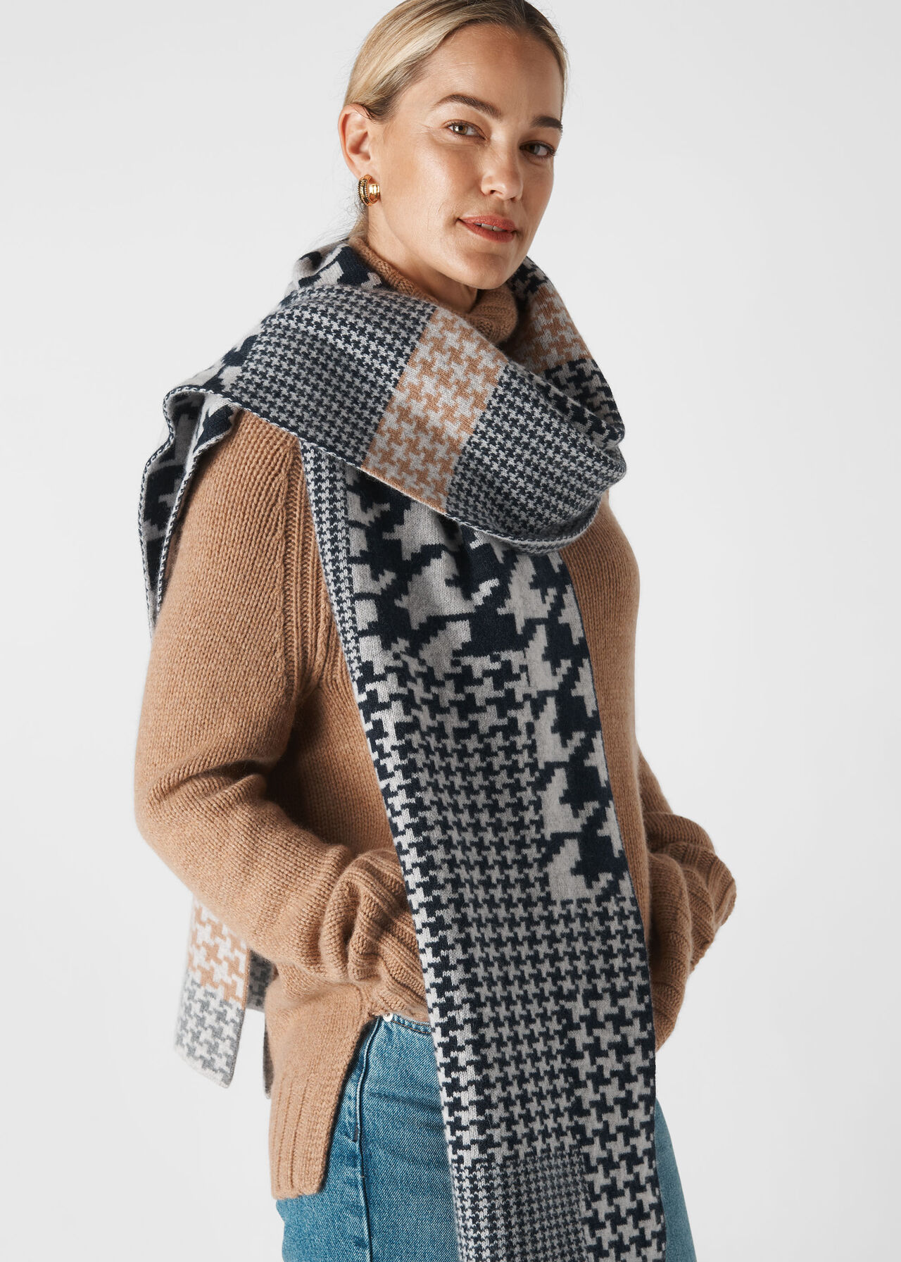 Green Thomas Houndstooth Scarf Red/Multi