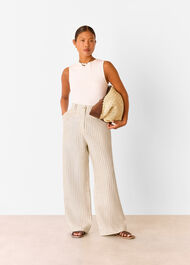 Petite Linen Stripe Trouser