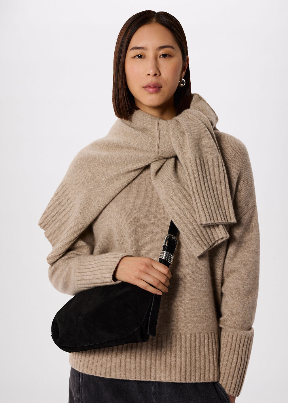 Ring Detail Suede Bag