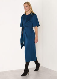Satin Twist Waist Midi Dress