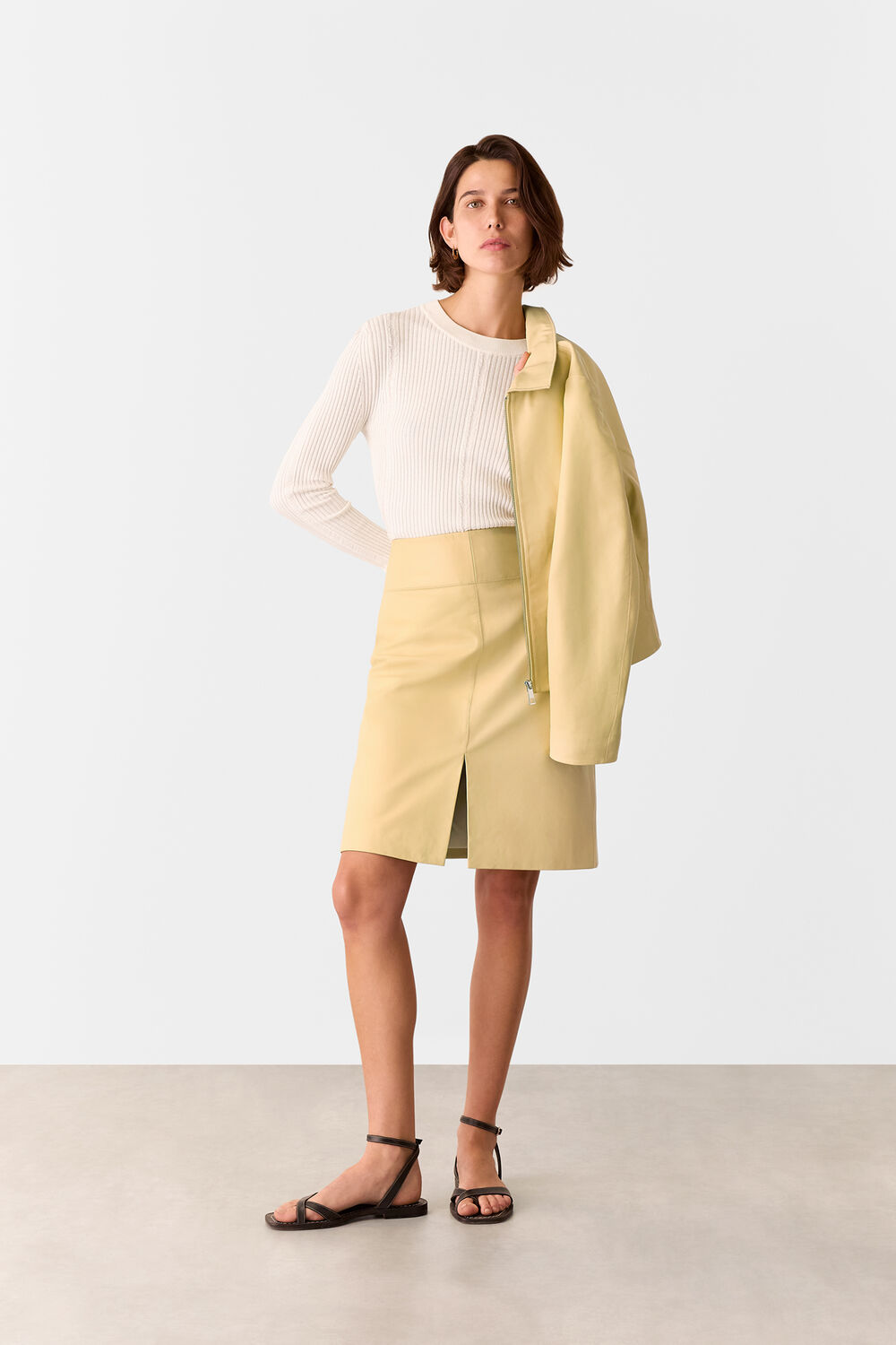 Clean Leather Pencil Skirt