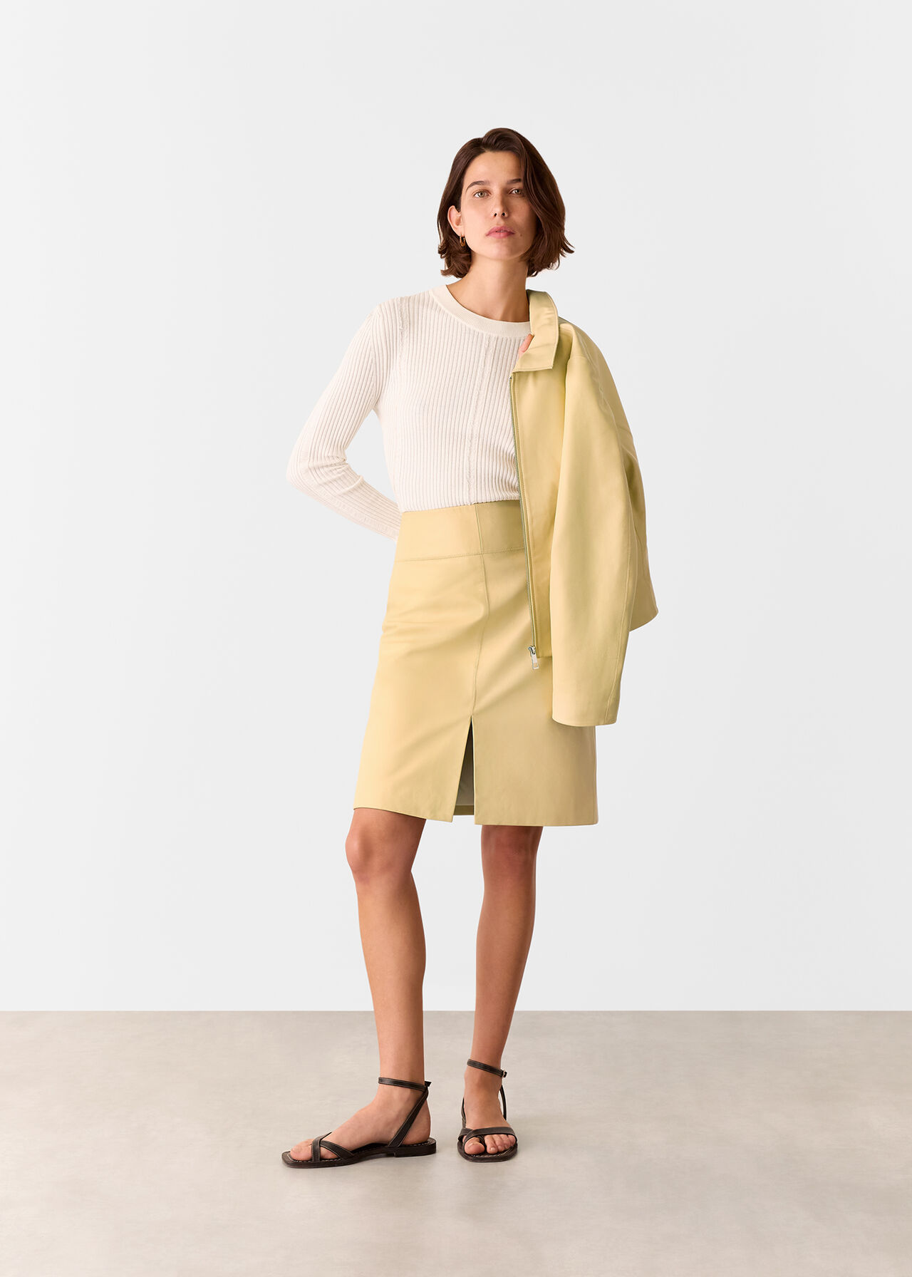 Clean Leather Pencil Skirt