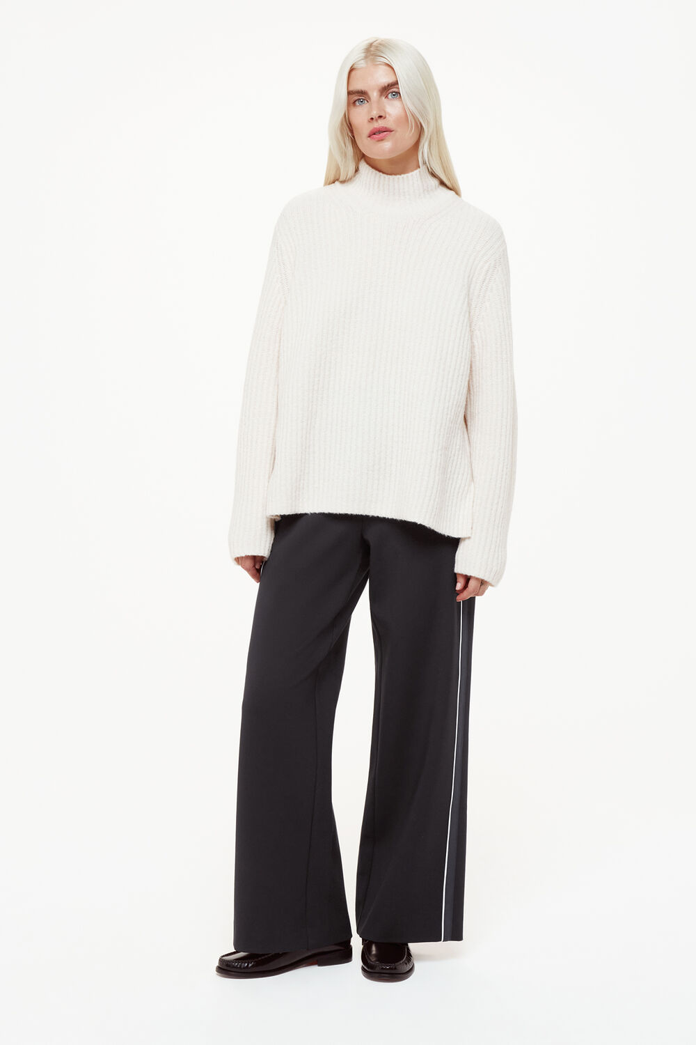 Black Petite Edie Side Stripe Ponte Trouser