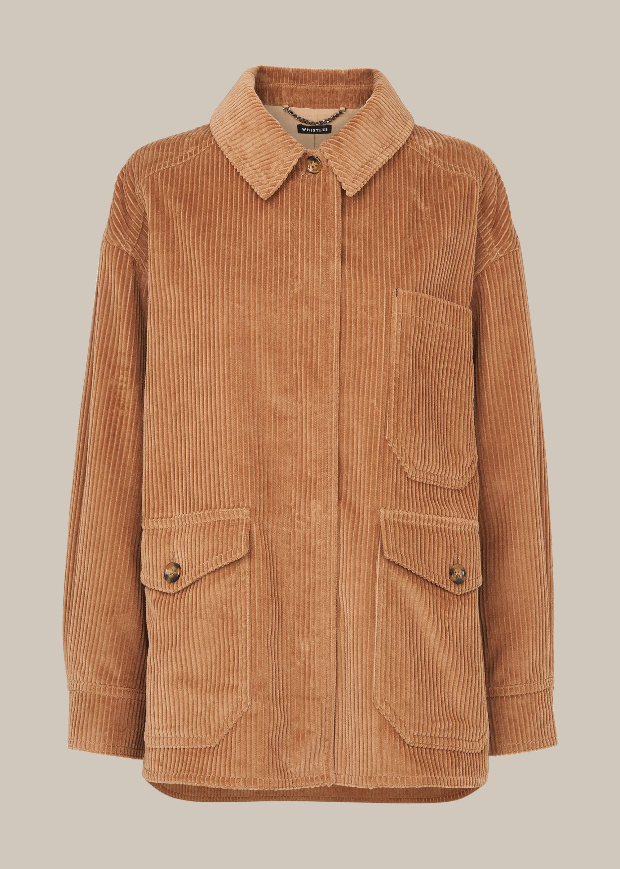 Neutral Corduroy Button Up Jacket 