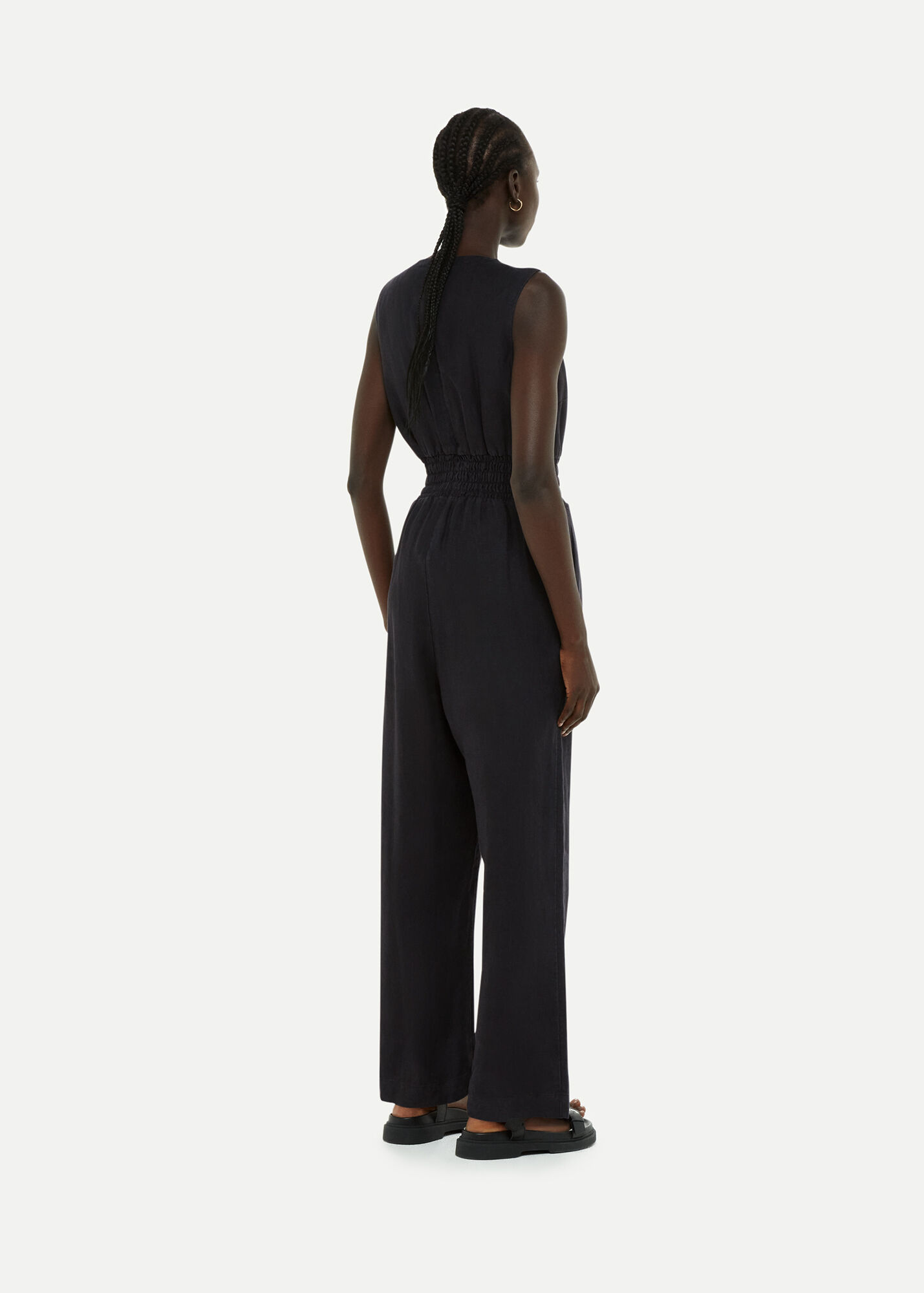 Black Danny Linen Jumpsuit WHISTLES