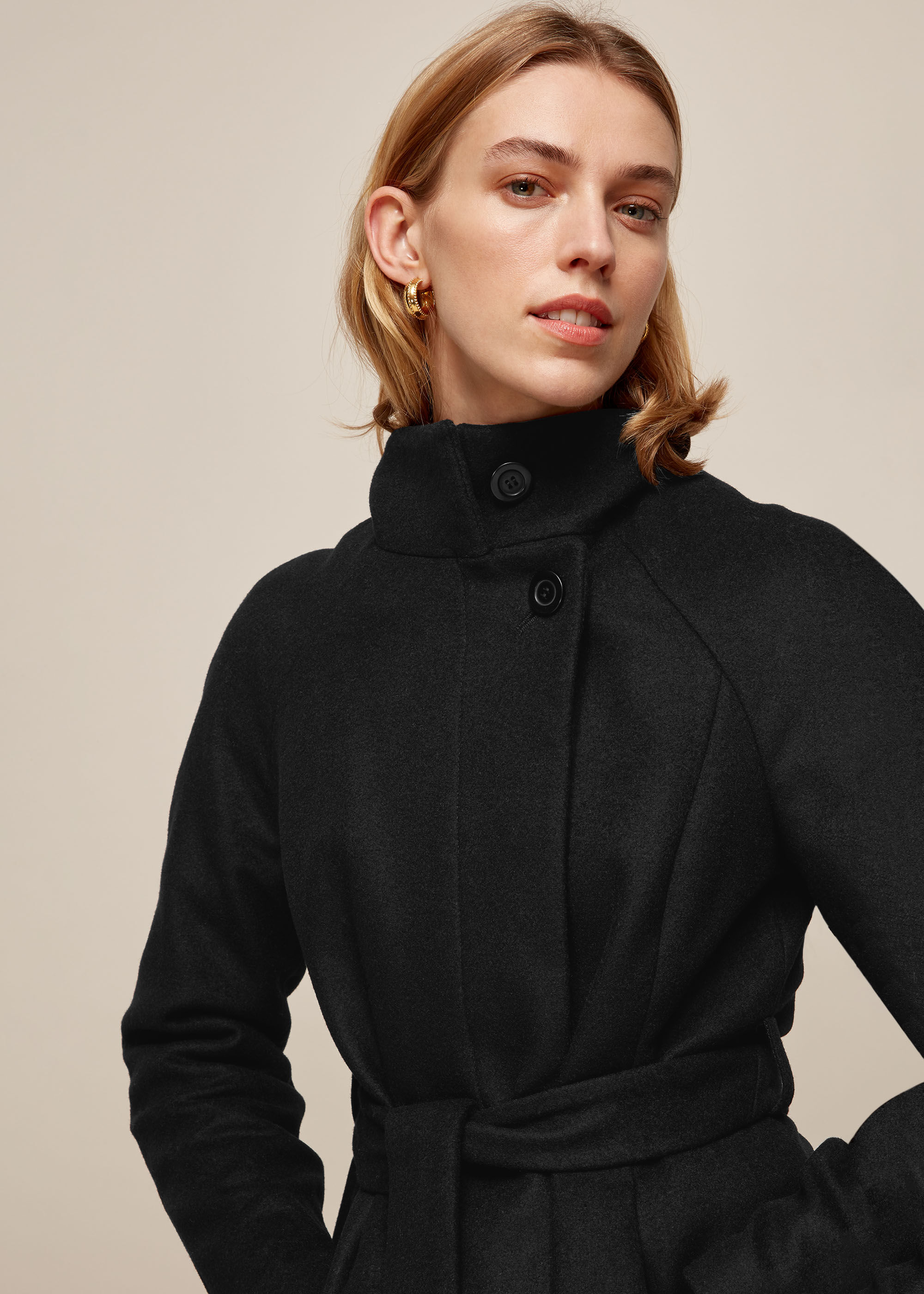 Women's wool funnel neck hot sale coat