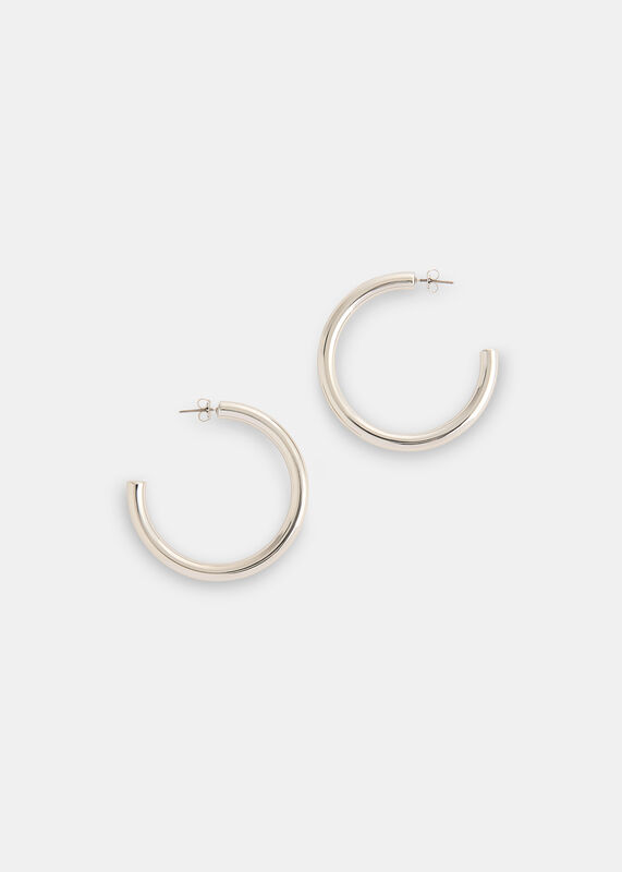 Silver Tubular Large Hoop