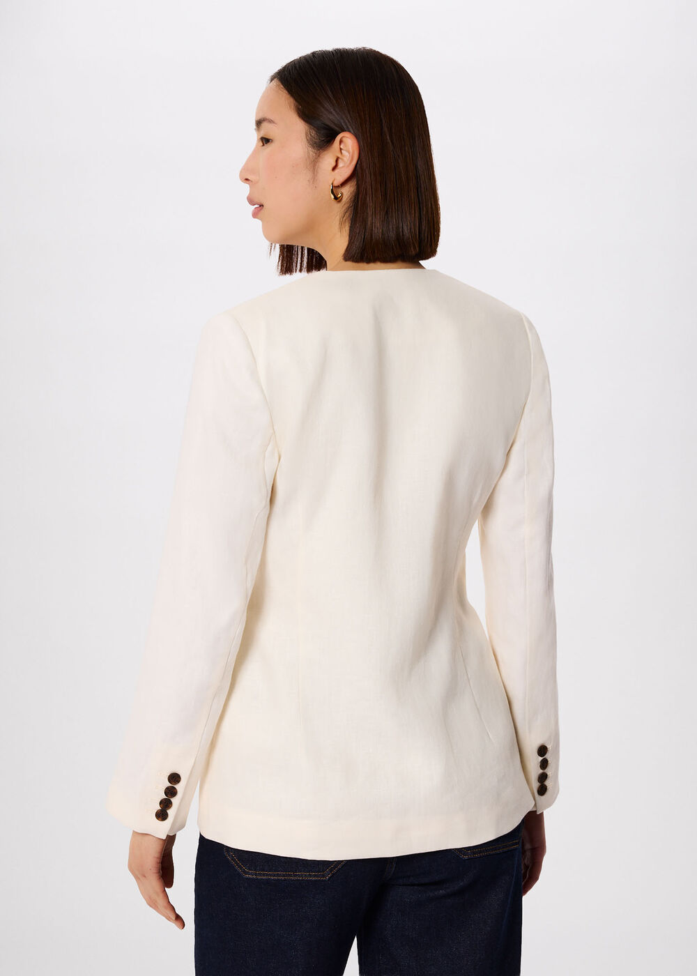 Collarless Linen Blazer